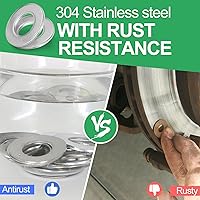 Vista 4 de Arandelas planas de acero inoxidable de 1" - Diámetro exterior de 2", arandelas de acero inoxidable 304 (18-8), arandelas de metal para tornillos