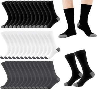 WeciBor 36 Pairs Bulk Dress Socks for Men & Women - Seamless Thin Breathable Cozy Cotton Formal Business Socks