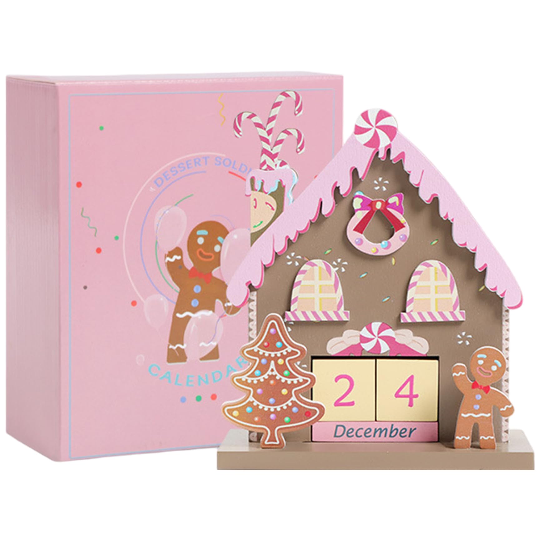 CAKEEYUM Wooden Christmas Advent Calendar Gingerbread House Christmas Countdown Calendar with Wood Blocks for Home Office Decor Countdown, Advent Calendar2025, Countdow