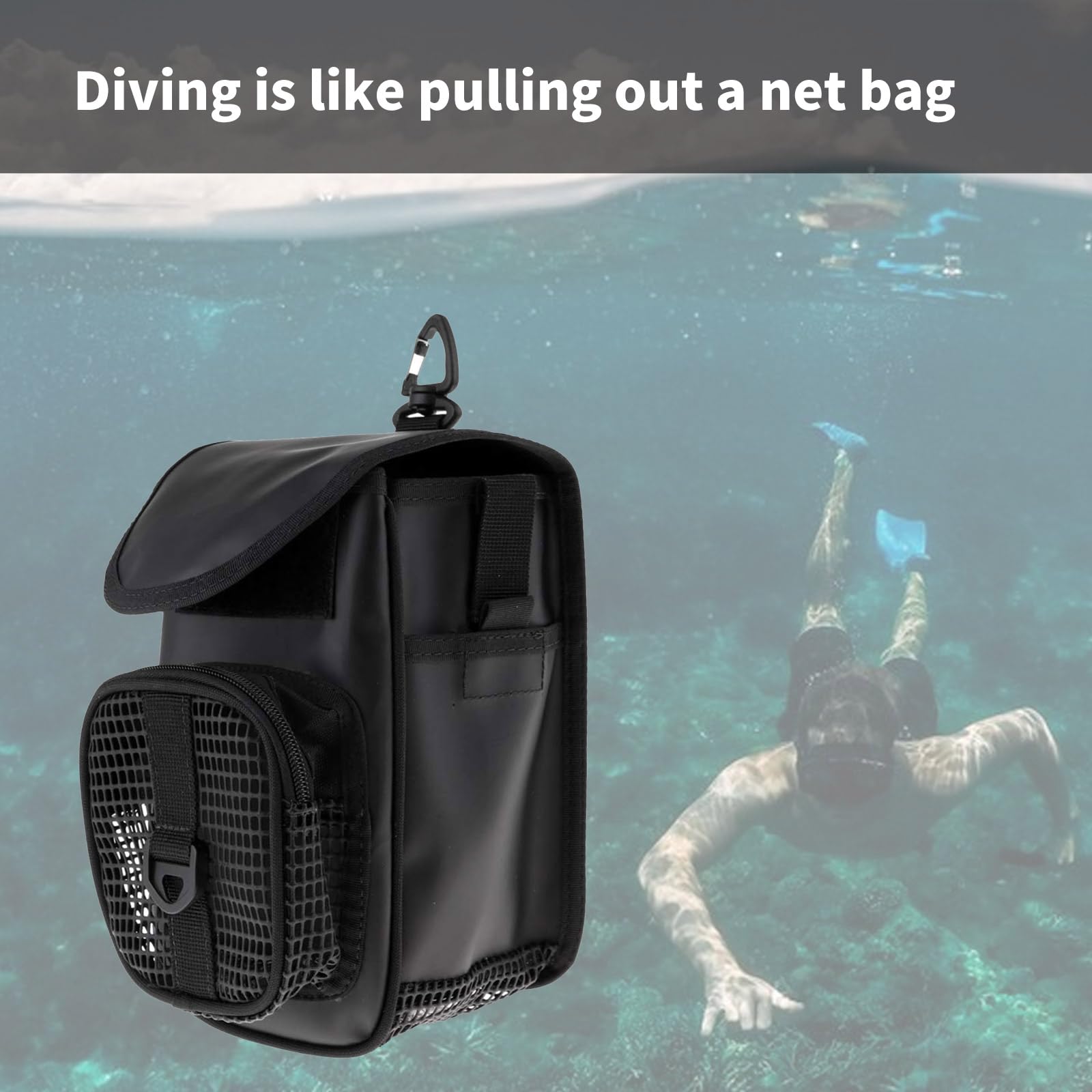 Scubas Diving Reel Bag Safe Marker Boe Carriers Mesh Bag Clip Mesh Sacchetti di stoccaggio subacquee Attrezzature subacquee Supporto per attrezzi per sport acquatici
