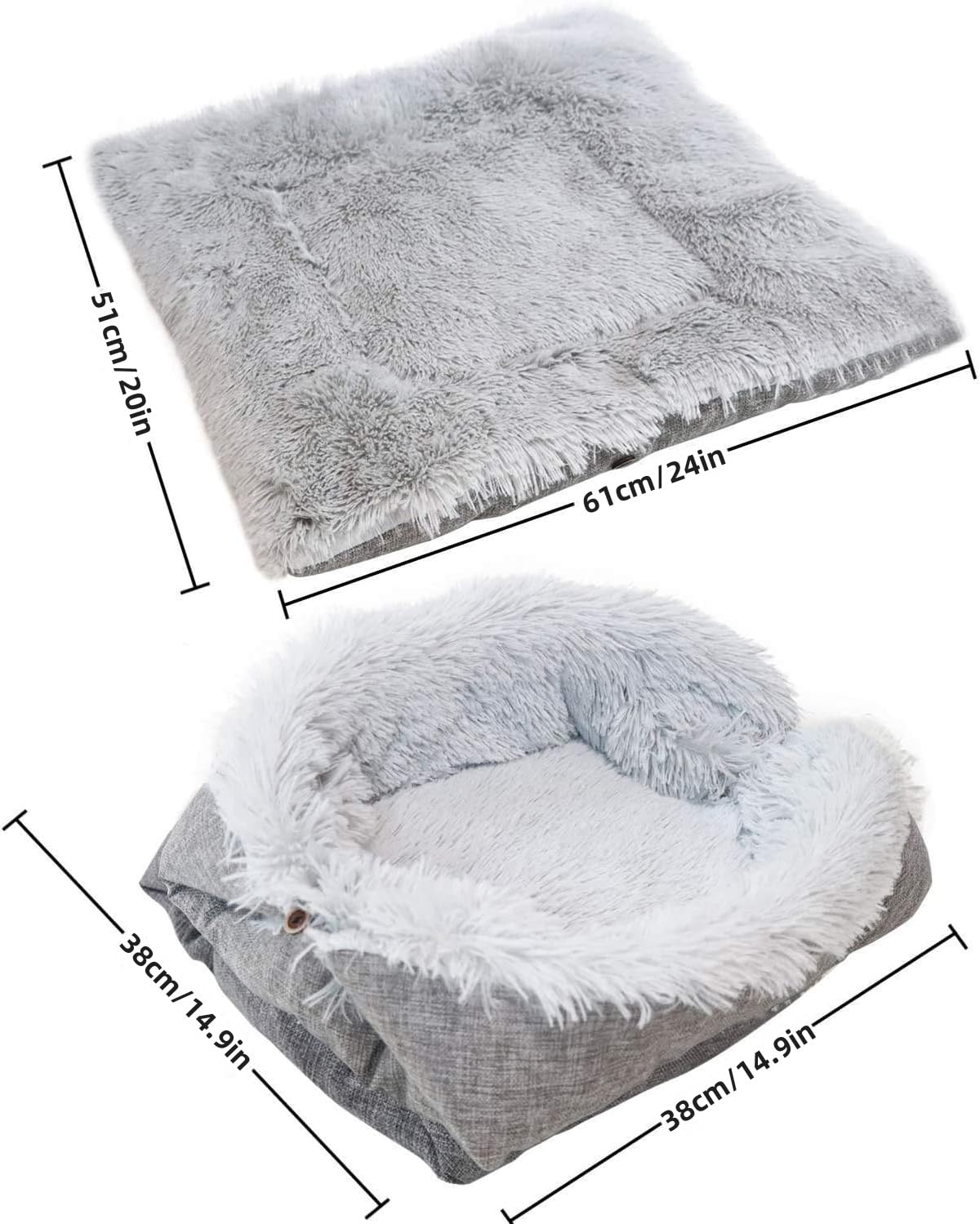 سجادة سرير للقطط ذاتية التدفئة من تراسل، بطانية نوم ناعمة 2 في 1، وسادة سرير للقطط والكلاب الصغيرة، وسادة حرارية فائقة الدفء للحيوانات الاليفة في الاماكن المغلقة والمفتوحة