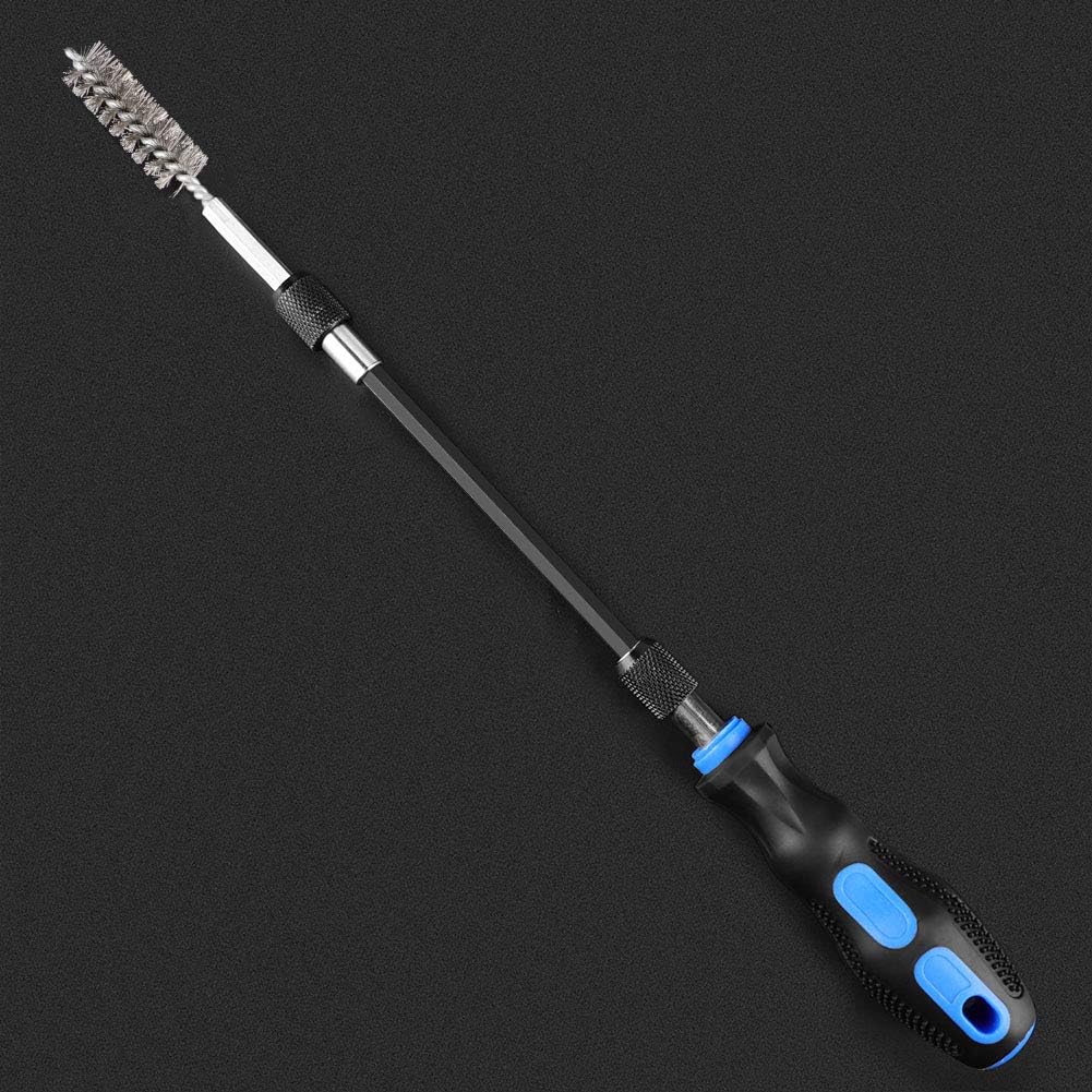 Bore Brush Set, Heat Exchanger Tool 20Pcs Wire Brush Set 1/4" Hex Shank Wire Hex Shank Brush Set Stainless Steel Brass Brush, Wire Brush Set with Black Bag, Brush Diameter 9 11 13 15 17 19Mm