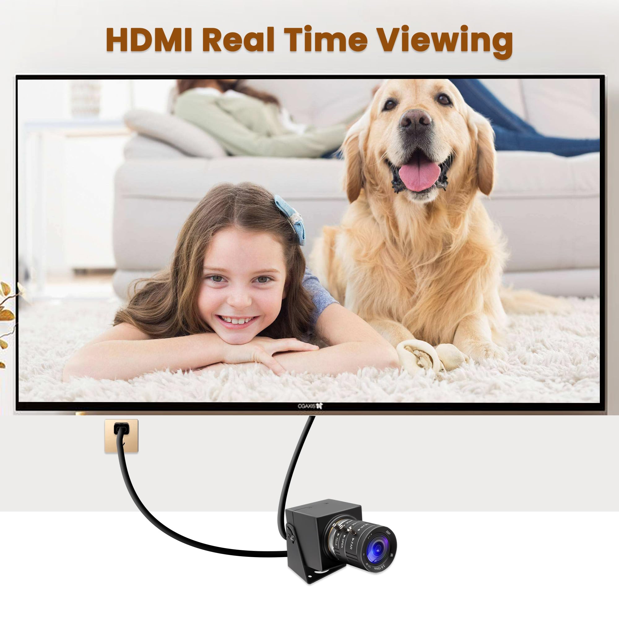 SVPRO Webcam 4K USB HDMI Double Sortie - Caméra Grand Angle 120° Sans Distorsion, H.265 H.264, Streaming Enseignement Surveillance