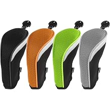 Andux Mesh Golf Hybrid Club Head Covers 4pcs/Set | with Dial No. Tag | Coloured Piping | all the Same Size | Short Neck | Pull-On Closure