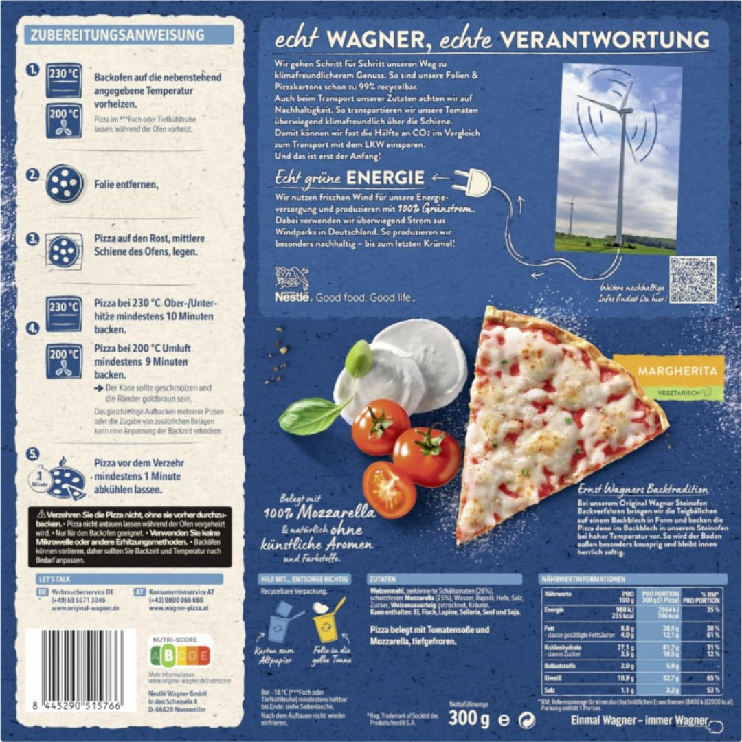 Wagner Steinofen Pizza Margherita 300g x 4 Stück