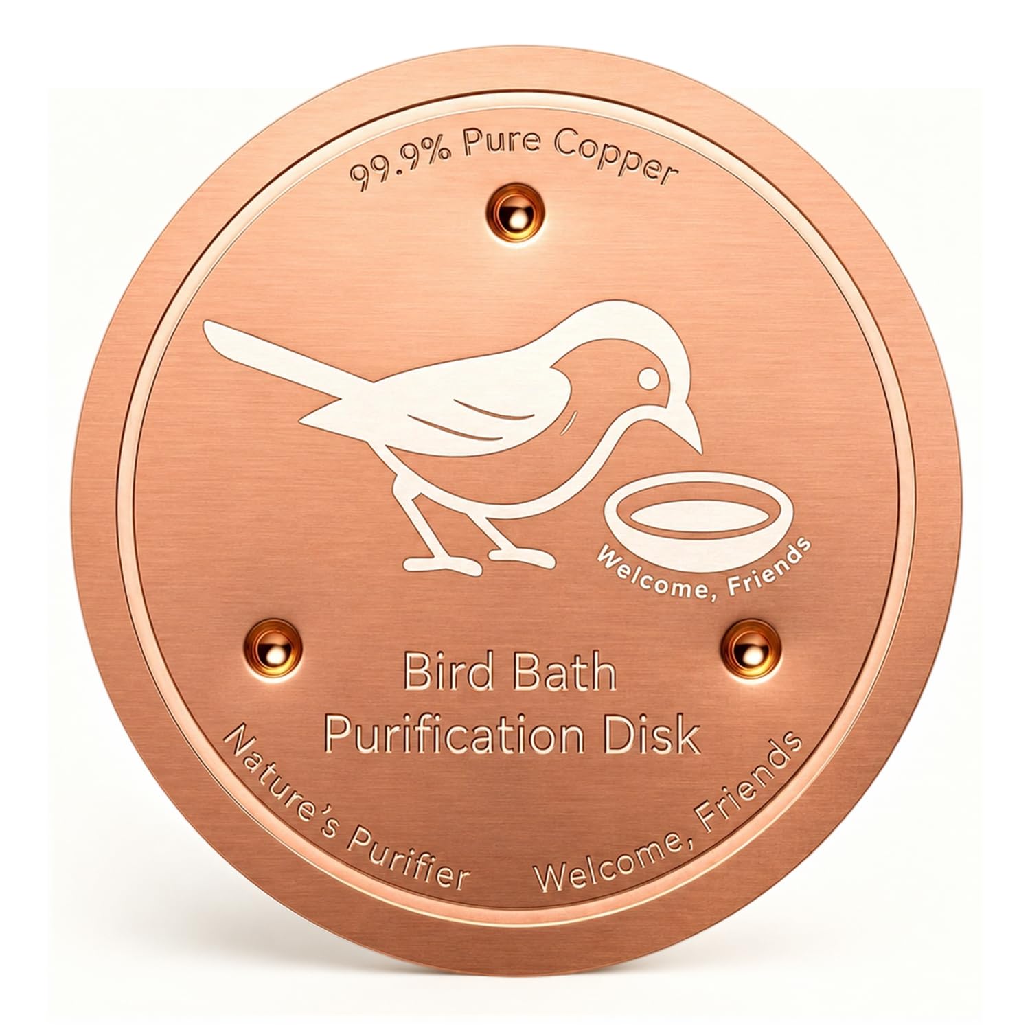 Copper Disc for Bird Bath, 99.99% Pure Copper Purification Disk for Bird Bath Clean, Natural and Safe Self-Cleaning Design Water Cleaner for Birdbath, Bird Feeders Station for Garden (10x10cm, D)