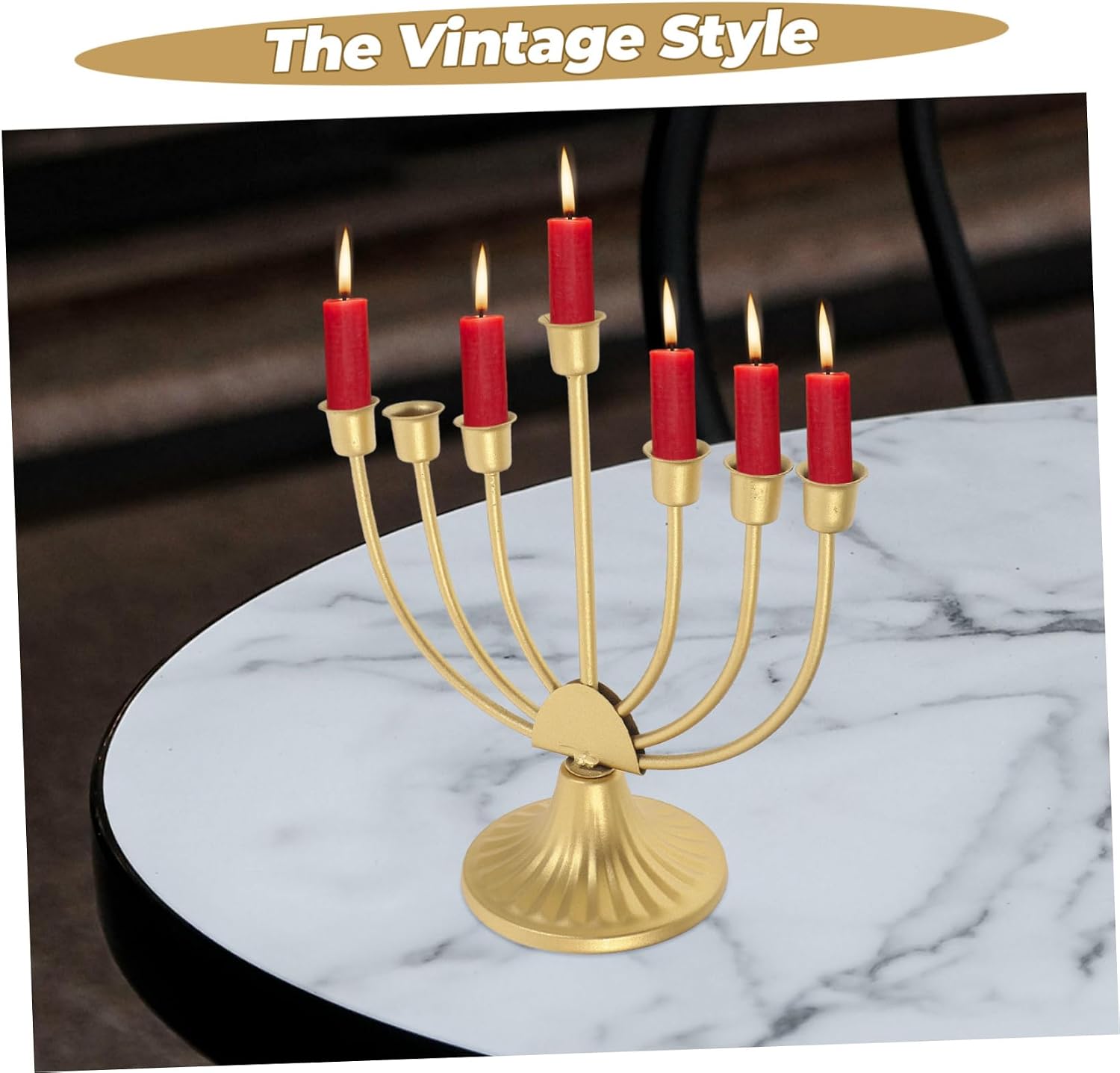 Amosfun Hanukkah Menorah Candle Holder Modern Decor Led Candelabra for Tabletop