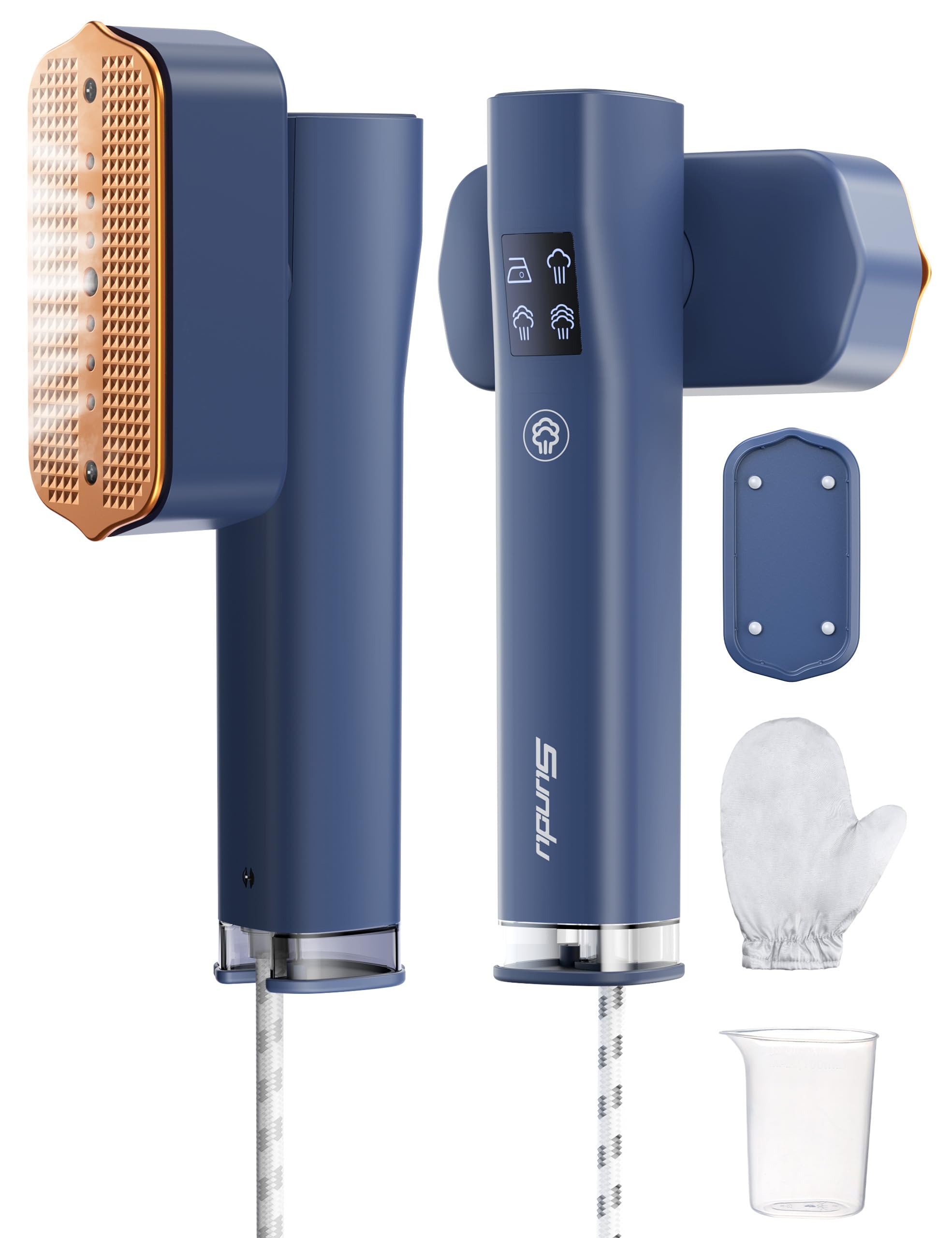 Dampfglätter, Steamer Reisebügeleisen mit Dampf, Faltenentferner, 15s schnelles Aufheizen, LED Display, 4 Dampfmodi, Blau