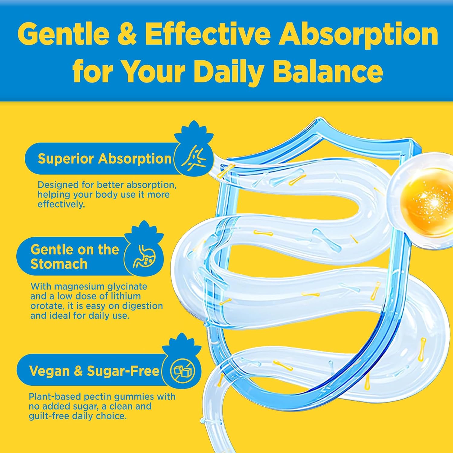 Lithium Orotate Gummies 5mg, Low Dose Lithium Supplements with Magnesium & NAC for Mood & Stress Relief, Gentle & Highly Absorbable, Sugar Free, Vegan, Pectin, Pineapple, 60 Chews - Image 5