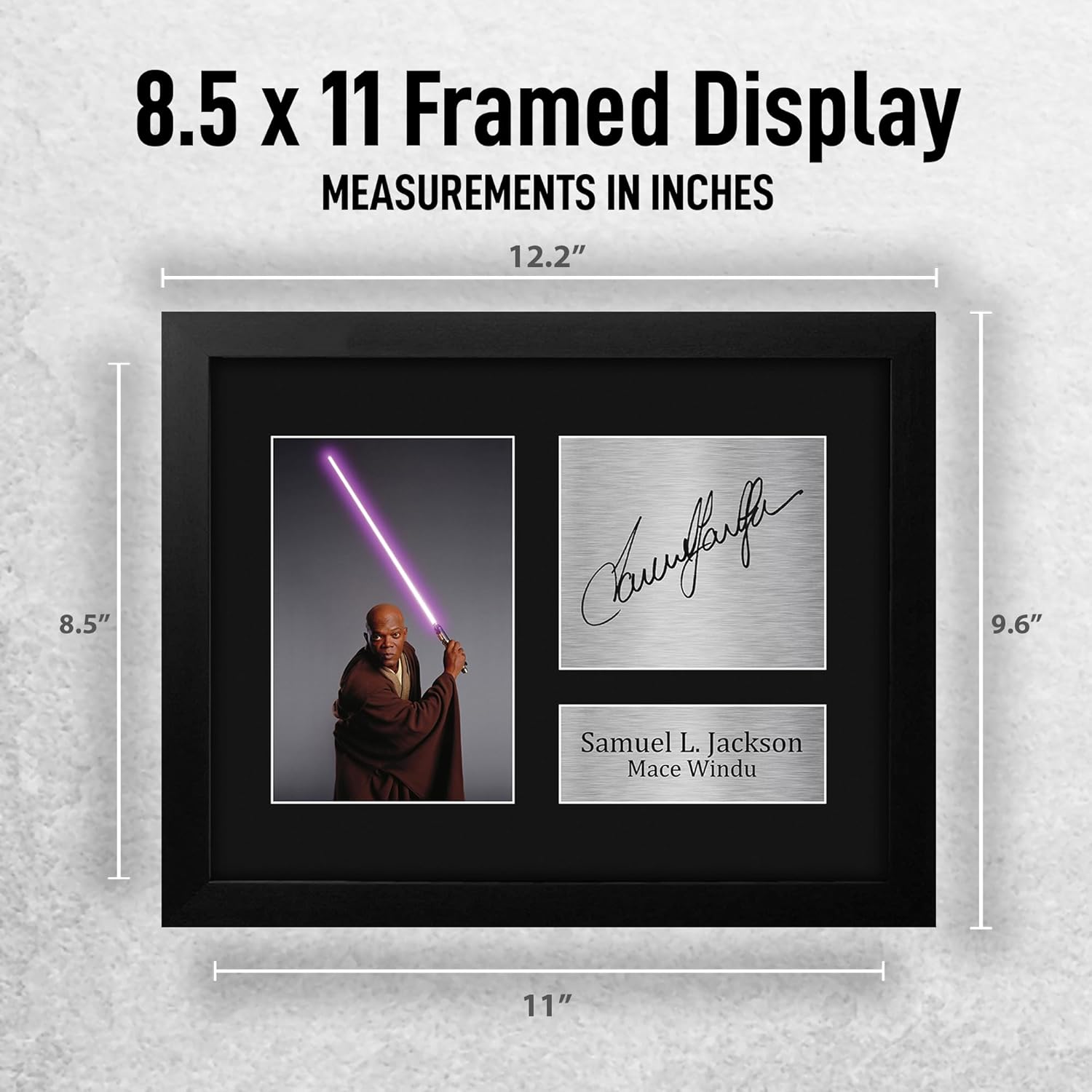 HWC Trading Samuel L. Jackson Framed Gift Signed Printed Autograph Star Wars Mace Windu Print Photo Picture Display - US Letter Size