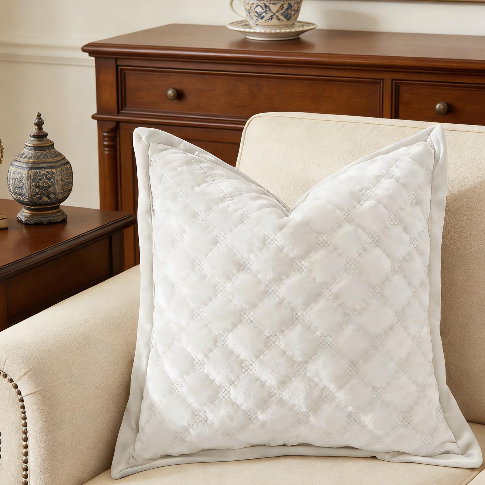 COCOPLOCEUS Throw Pillow Cover 18x18 1 Piece Velvet Square Pillowcase Soft Skin-Friendly Cross Process Decorative Farmhouse Cushion Covers
