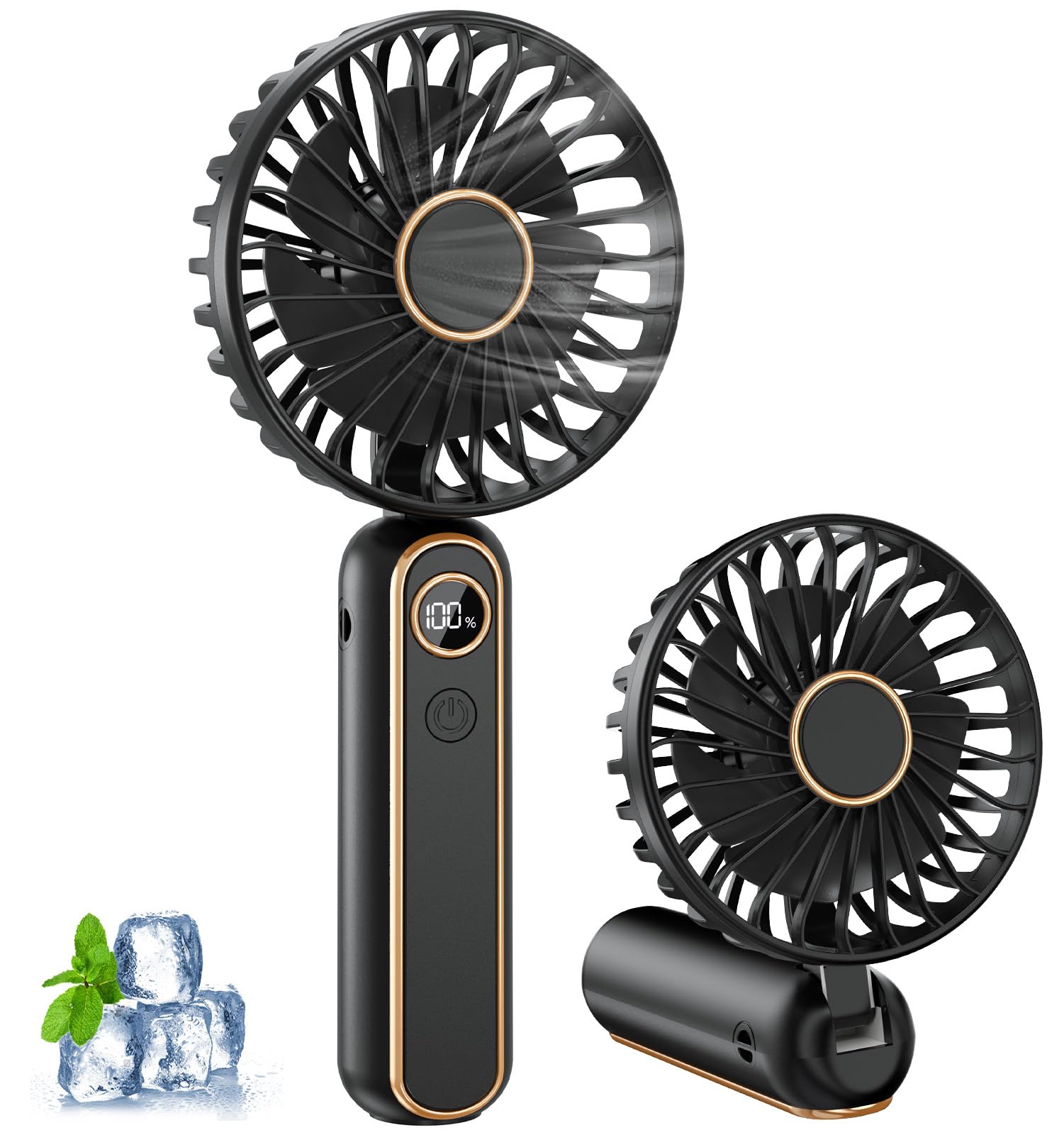 Ventilador Portatil, 6 Velocidades Mini Ventilador de Mano Silencioso USB Recargable, Ventiladores Mano con Batería 4000mAh, Ventoinha Portable Plegable Fan para Camping Viajes Hogar Oficina