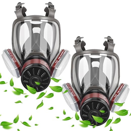 2 Set Half/Full Face Gas Respirator Mask, Gas Masks with Activated Carbon Filter Against Gases,Dust,Organic Vapor