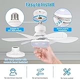 BuzzoXerex Ceiling Fan with Light and Remote Control, 40 W, Dimmable LED Ceiling Fan with E27 Socket, Chandelier, Ceiling Fan for Bedroom, Living Room, 6 Blades, 3 Speeds - 5