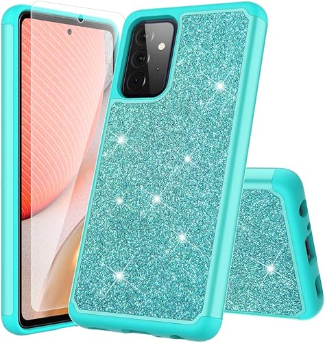 Diseñada para Samsung Galaxy A72 5G, bonita funda protectora para teléfono celular con vidrio templado para niñas y mujeres, funda de TPU + PC,