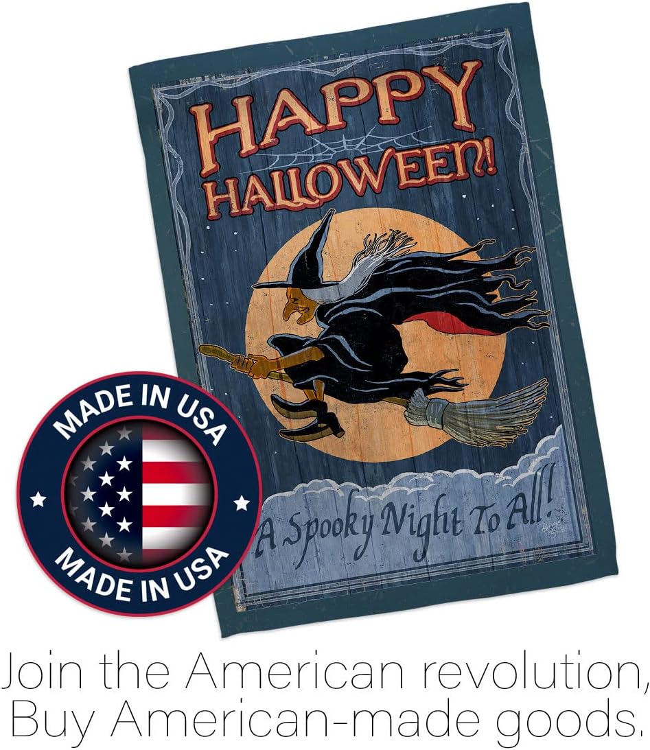 Breeze Decor A Spooky Night Pack Fall Halloween Witch Trick or Treat Black Cat Season Autumntime Pumpkin Vintage Applique Banner Small Garden Yard Gift Double-Sided, House Flag 28" x 40", Made in USA