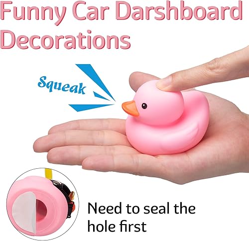 Miniatura 5 de wonuu Pato de goma para automóvil, 2 piezas de adornos para decoración de tablero de automóvil, accesorios de decoración con casco de hélice, mini