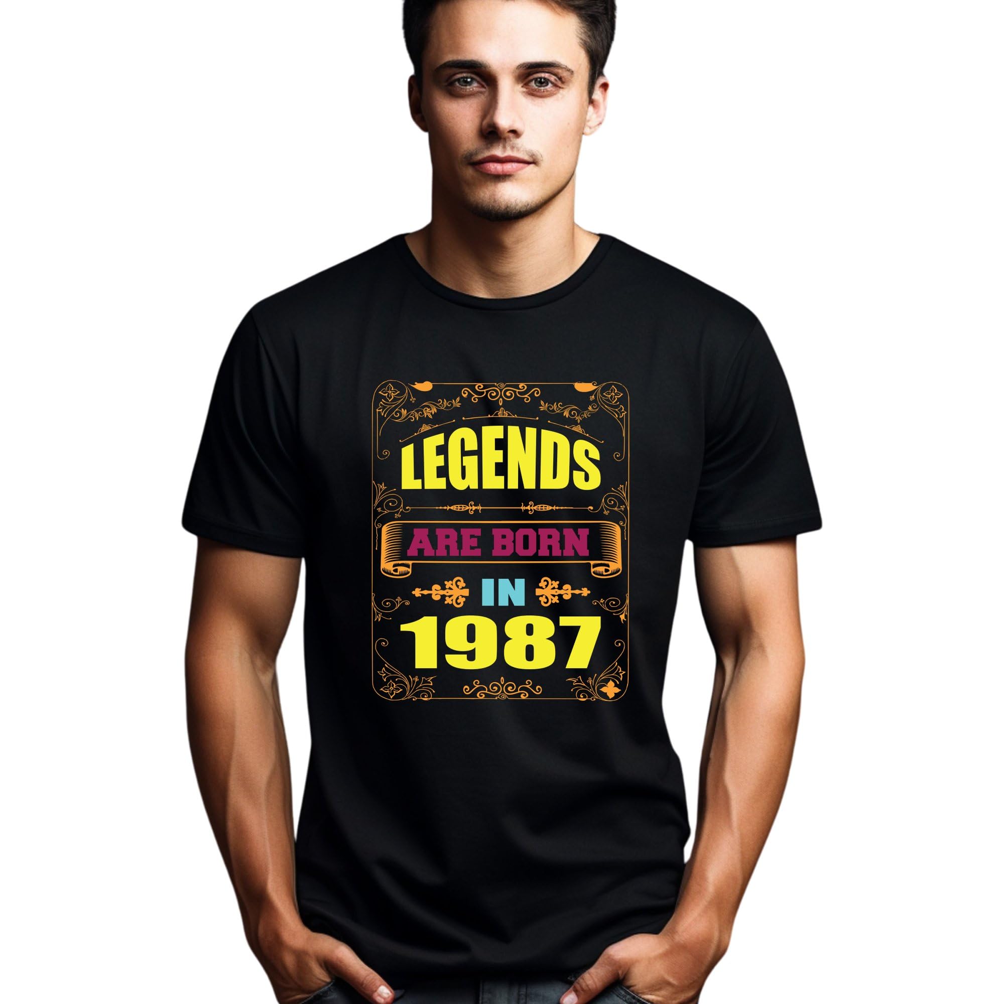 Vintage 1987 Birthday T-Shirt, Legends are Born in 1987 Graphic Tee, Retro Style Birthday Gift, Unisex Party Shirt