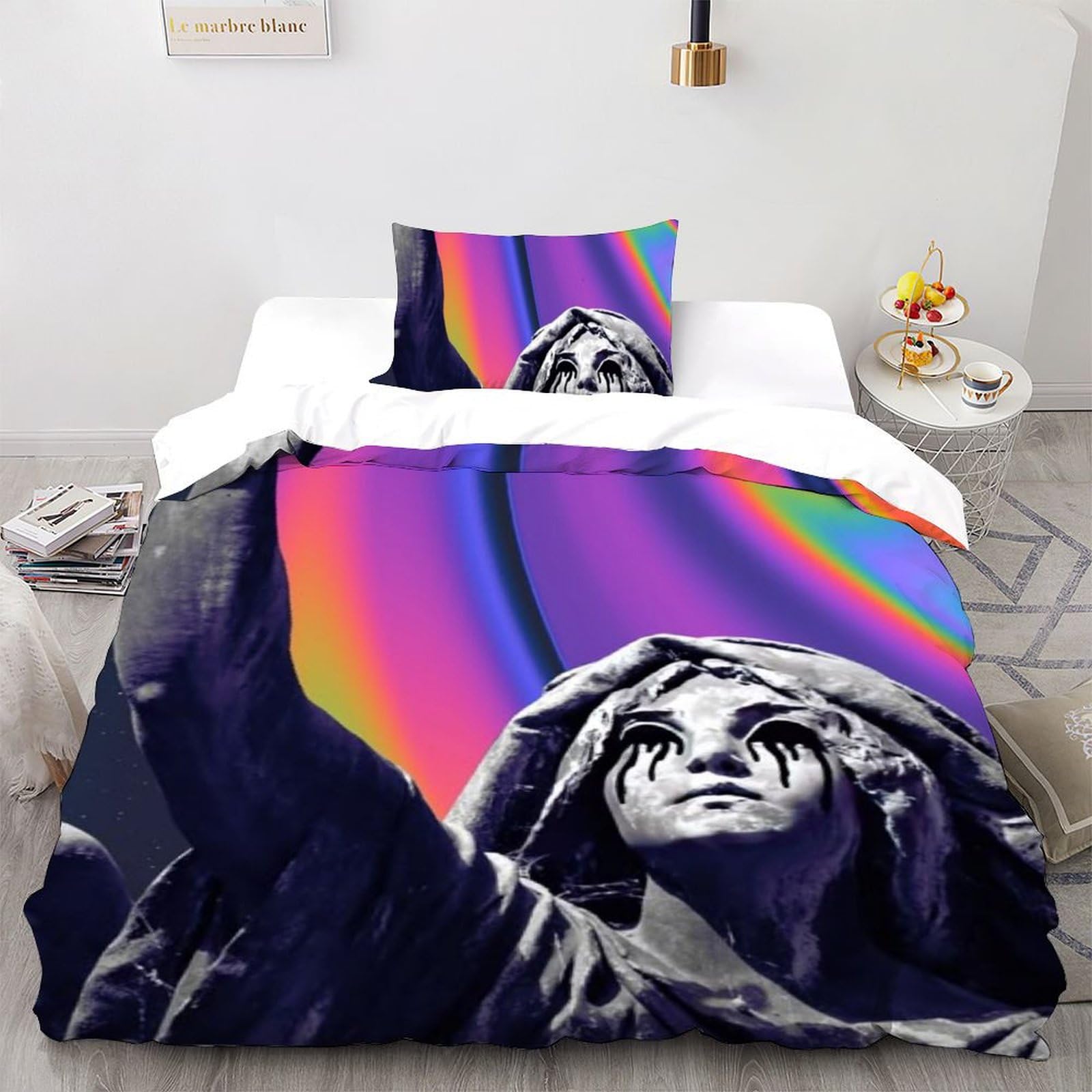 Housse de couette single en microfibre avec imprimé humain 3D 135x200cm pour lit enfant