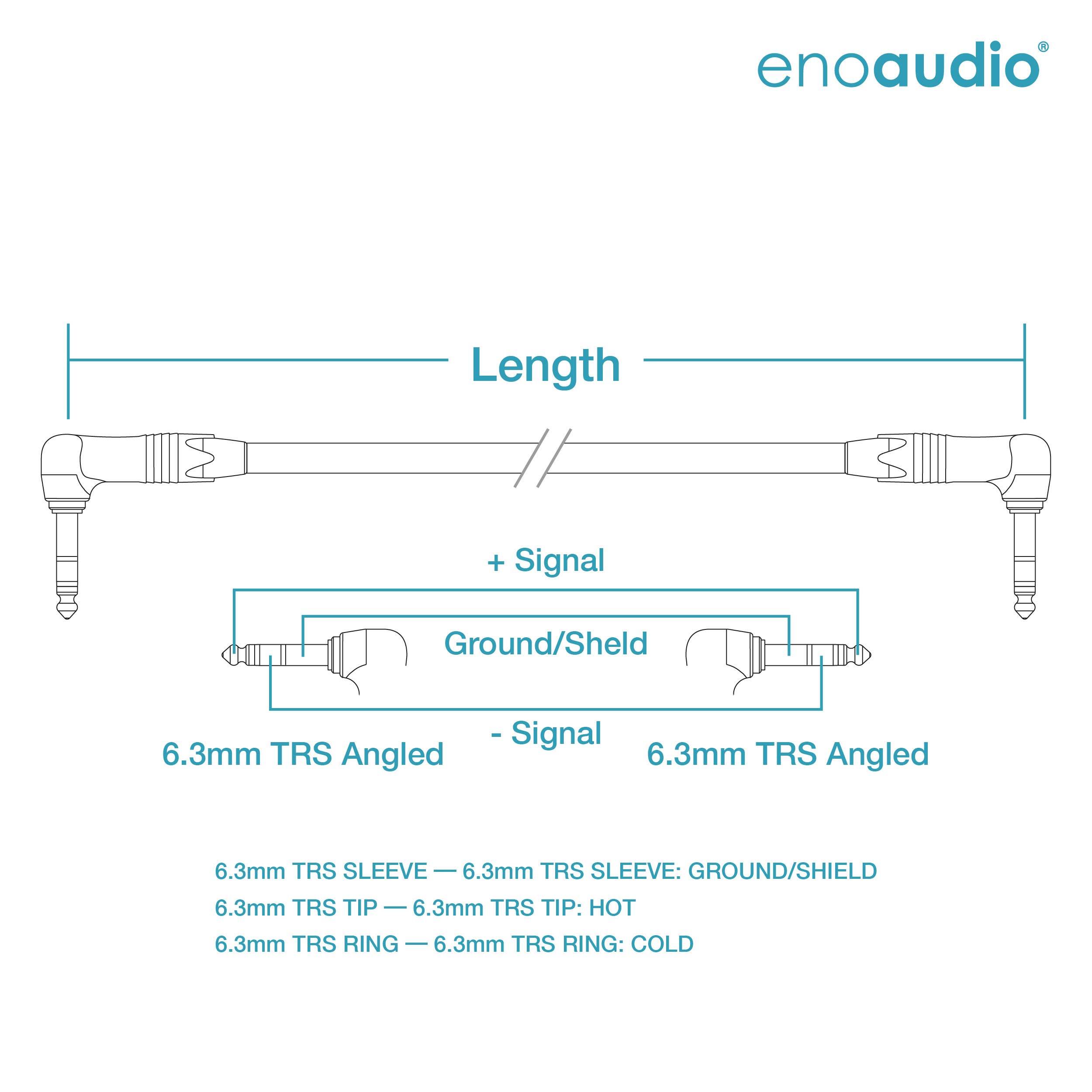 enoaudio Mogami 2534 Quad Professionel Studio Kabel Symmetrische | Neutrik Gold 6,3mm TRS winkelklinke | HiFi, 1,0 m