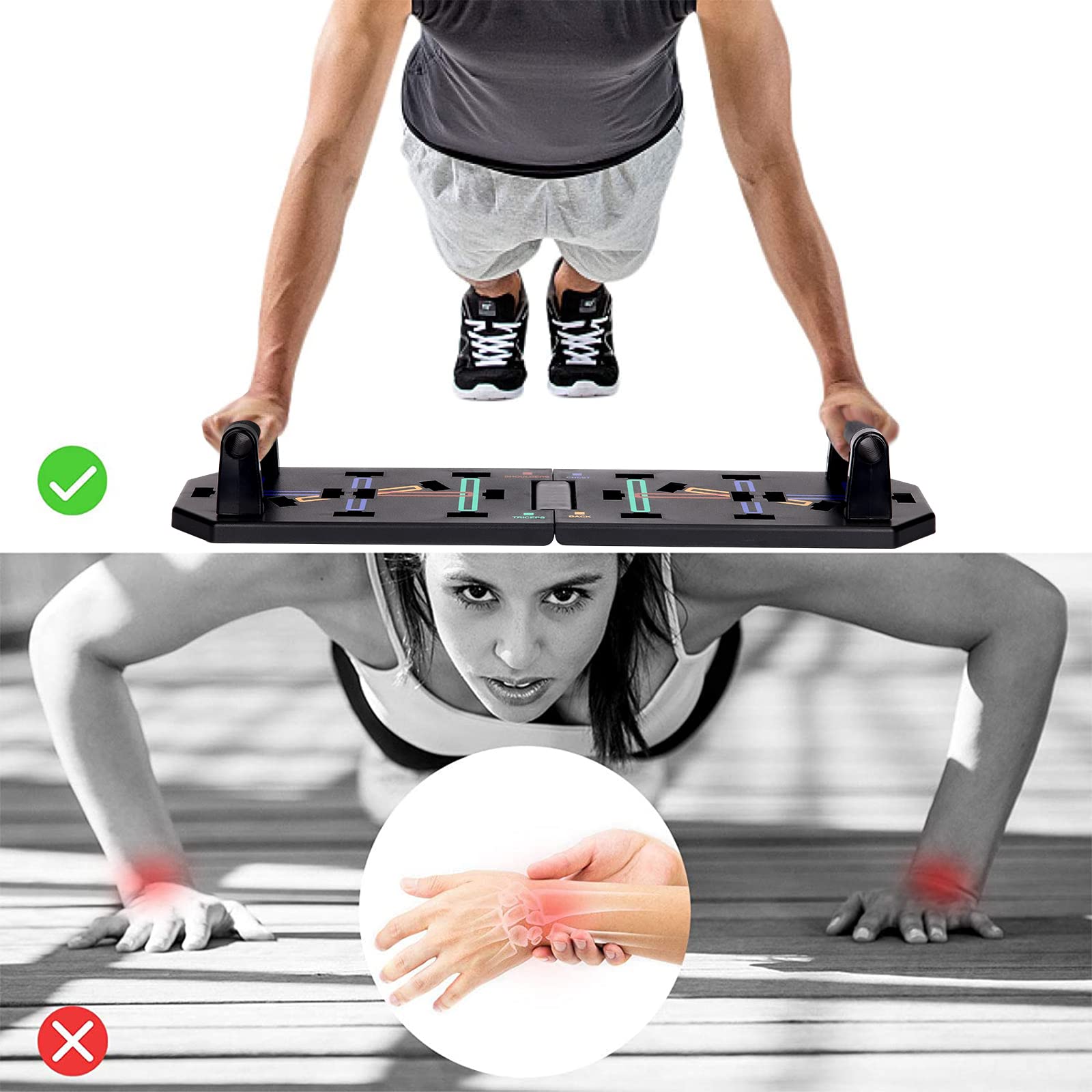 Tabla De Fuerza LALAHIGH - Tabla De Flexiones 20 En 1 Con Bandas De Resistencia - Gimnasio En Casa Portátil Para Pecho, Brazos Y Espalda - ¡Entrena Como Un Pro! Entrenamiento En Casa