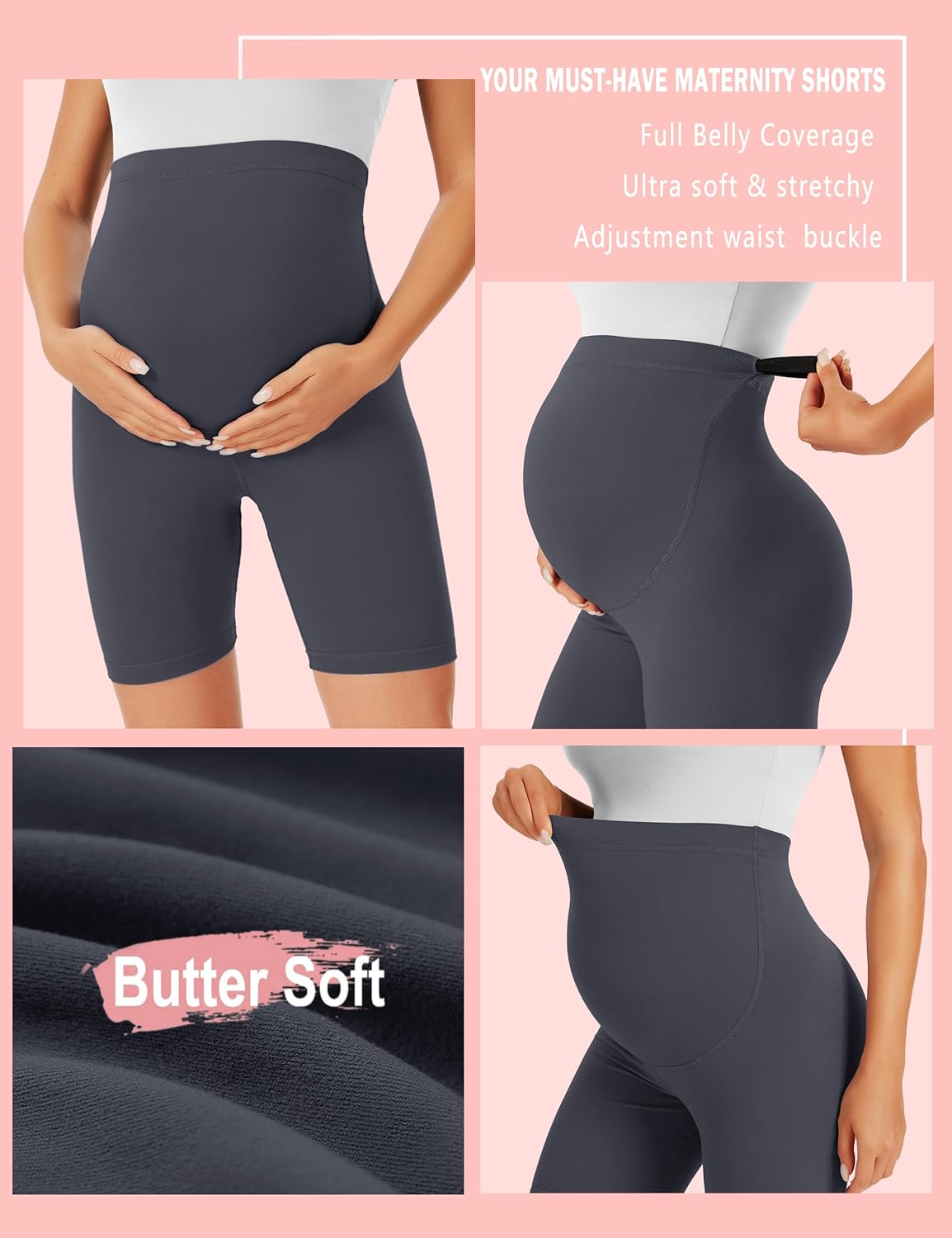 BONVIGOR Maternity Shorts Over The Belly - 5" Biker Workout Yoga Active Athletic Pregnancy Short Pants Lounge Pajama - Image 6