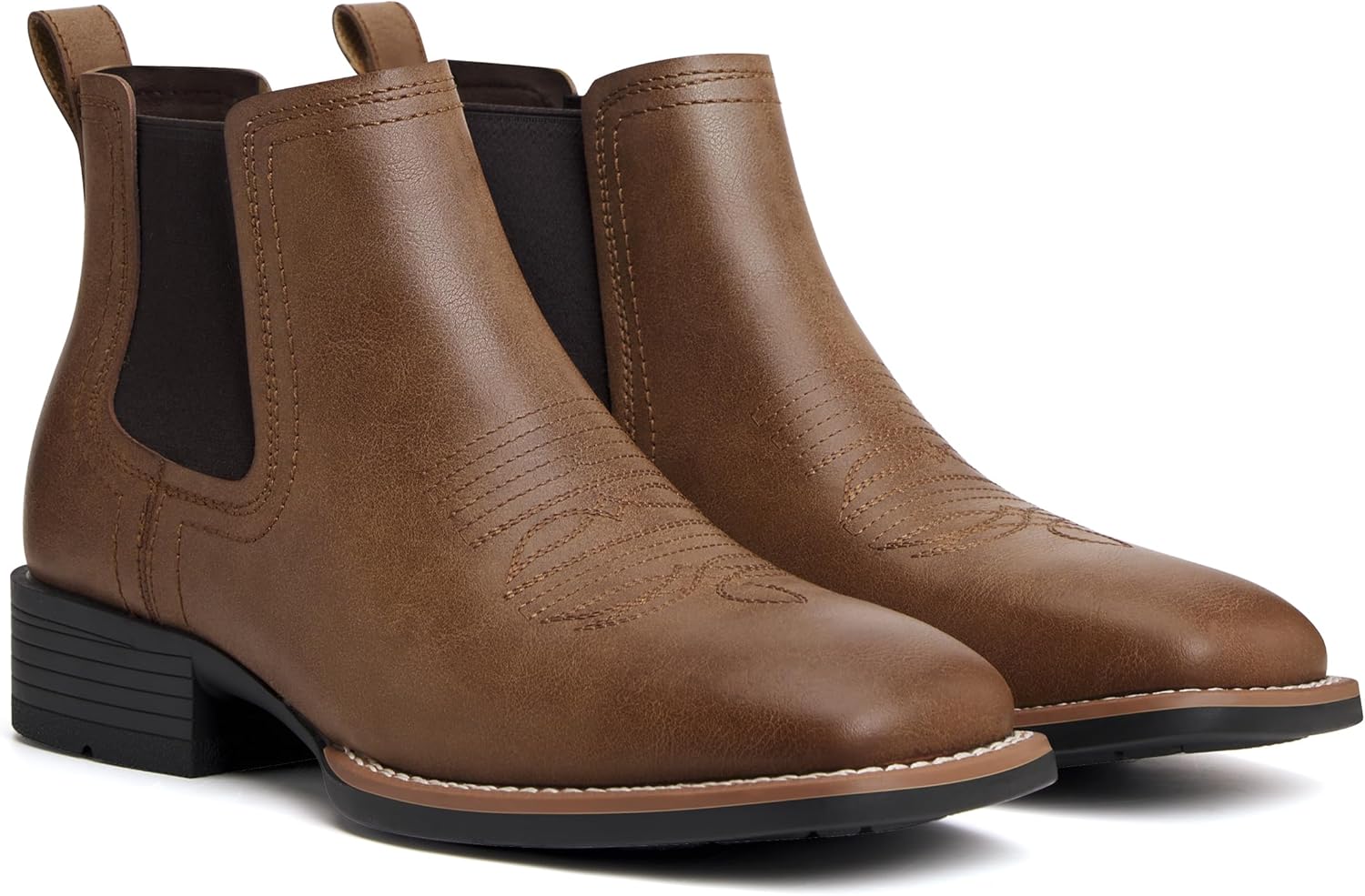 Julyrose Cowboy Boots for Men Square Toe Mens Western Boots Slip On Casual Retro Boots - Image 6