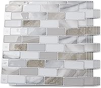 Vista 20 de Art3d Azulejo Autoadhesivo de 12" x 12" para Salpicadero de Cocina, Ladrillo Gris (6 Azulejos)