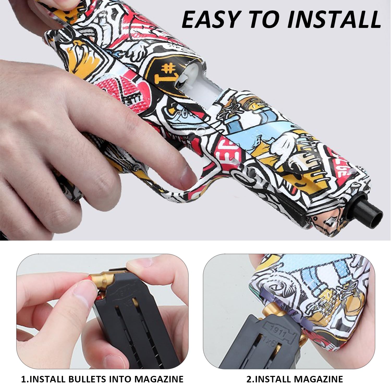 Pistolet à Graffiti Avec 100 Balles Mousse Souple, 48 Coquillages Et 48 Chargeurs - Jeu De Tir Amusant Pour Enfants Jouet Tir Foam Blaster
