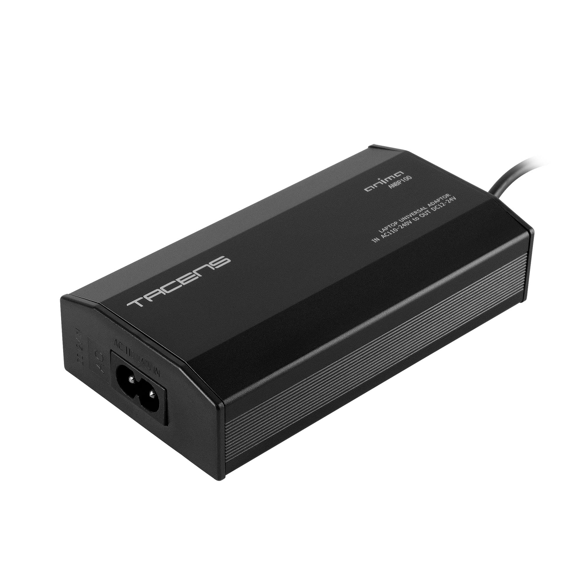 Tacens Anima ANBP100, Kompaktowa Uniwersalna Ładowarka do Laptopów, 10 Adapterów, 8 Napięć, Złącze USB, 100W, Czarny