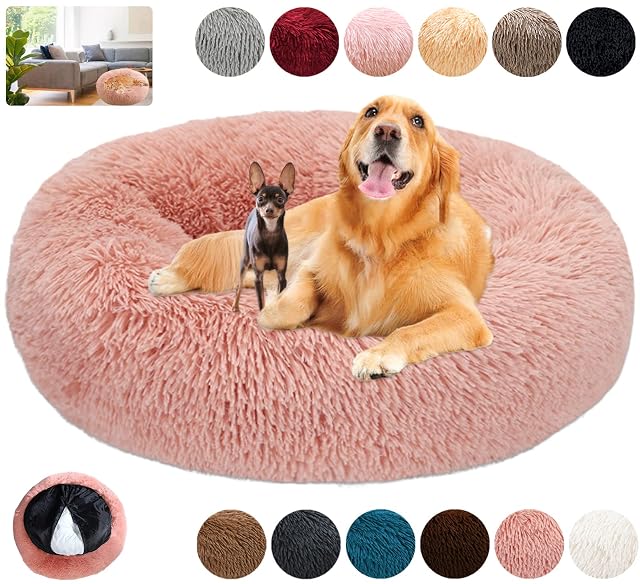 KZhanmy Cama Perro Grande Redonda Cama de Perros Gatos Cómodo Suave Cálido Felpa Donut,Antiestres Lavables…