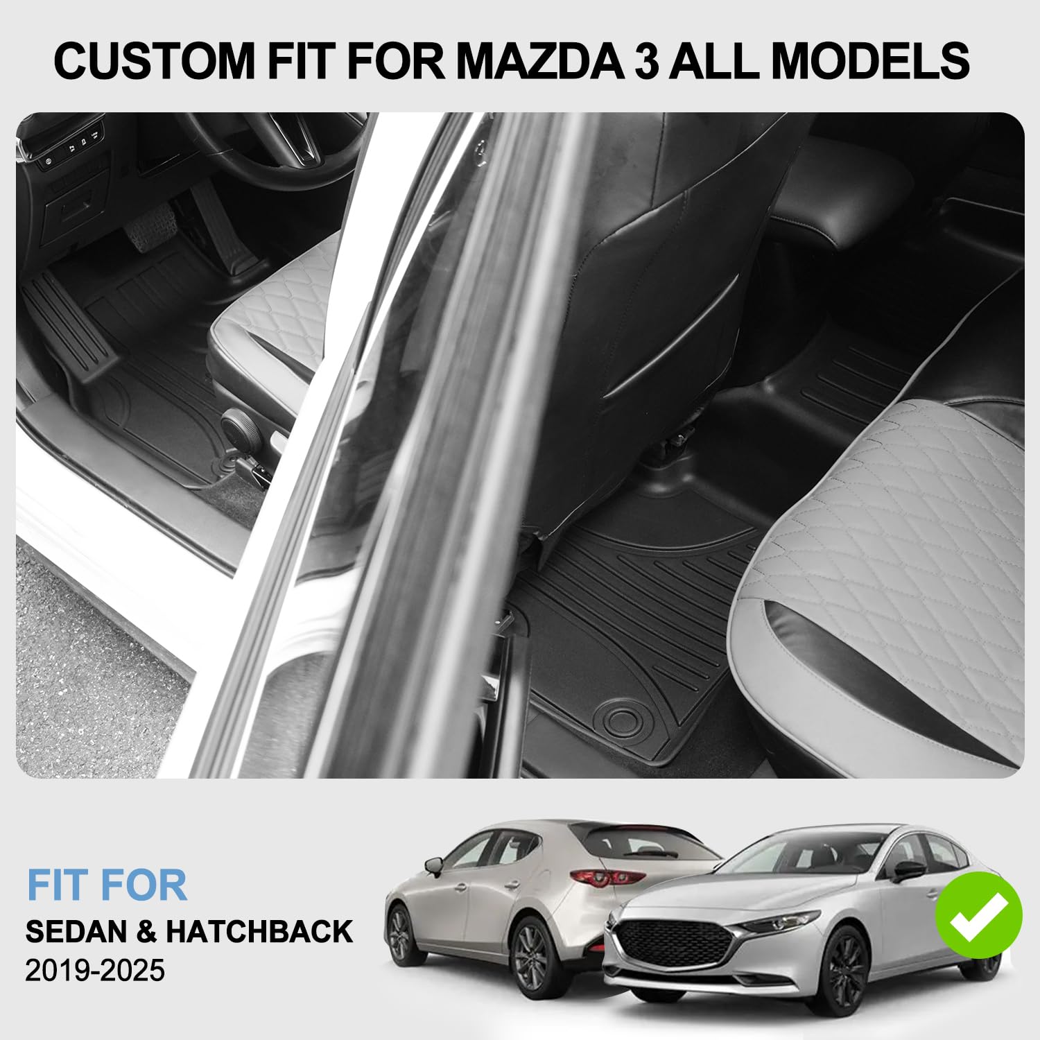 Original Floor Mats for 2019-2025 Mazda 3 All Models - Custom Fit TPE Floor Liners - All Weather — view 2