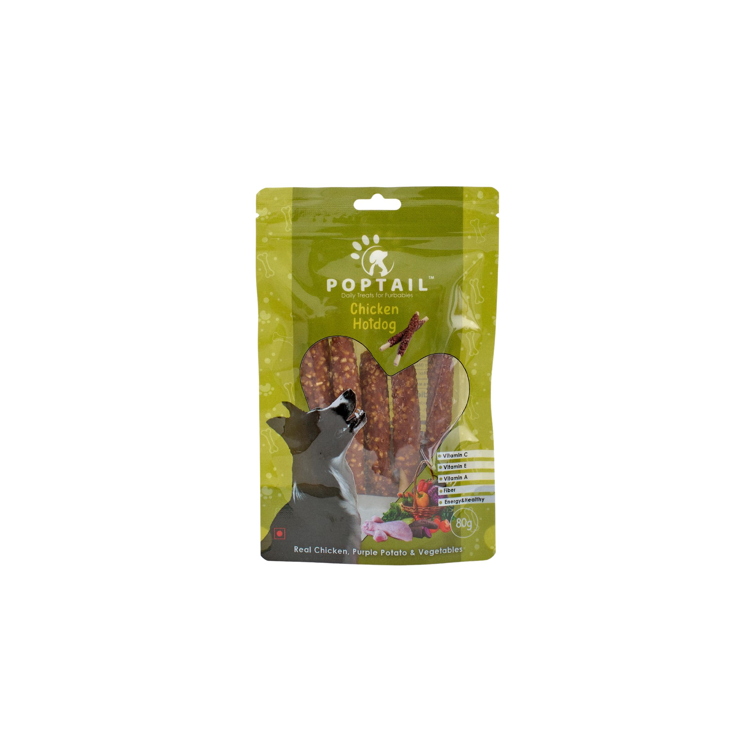 Poptail Chicken Hotdog - Dog Treats - Human Grade Chicken - Rich in Protein - Suitable for All Life Stages - (Pack of 1-80g) (B0CVL8B2QM) Amazon Price History, Amazon Price Tracker