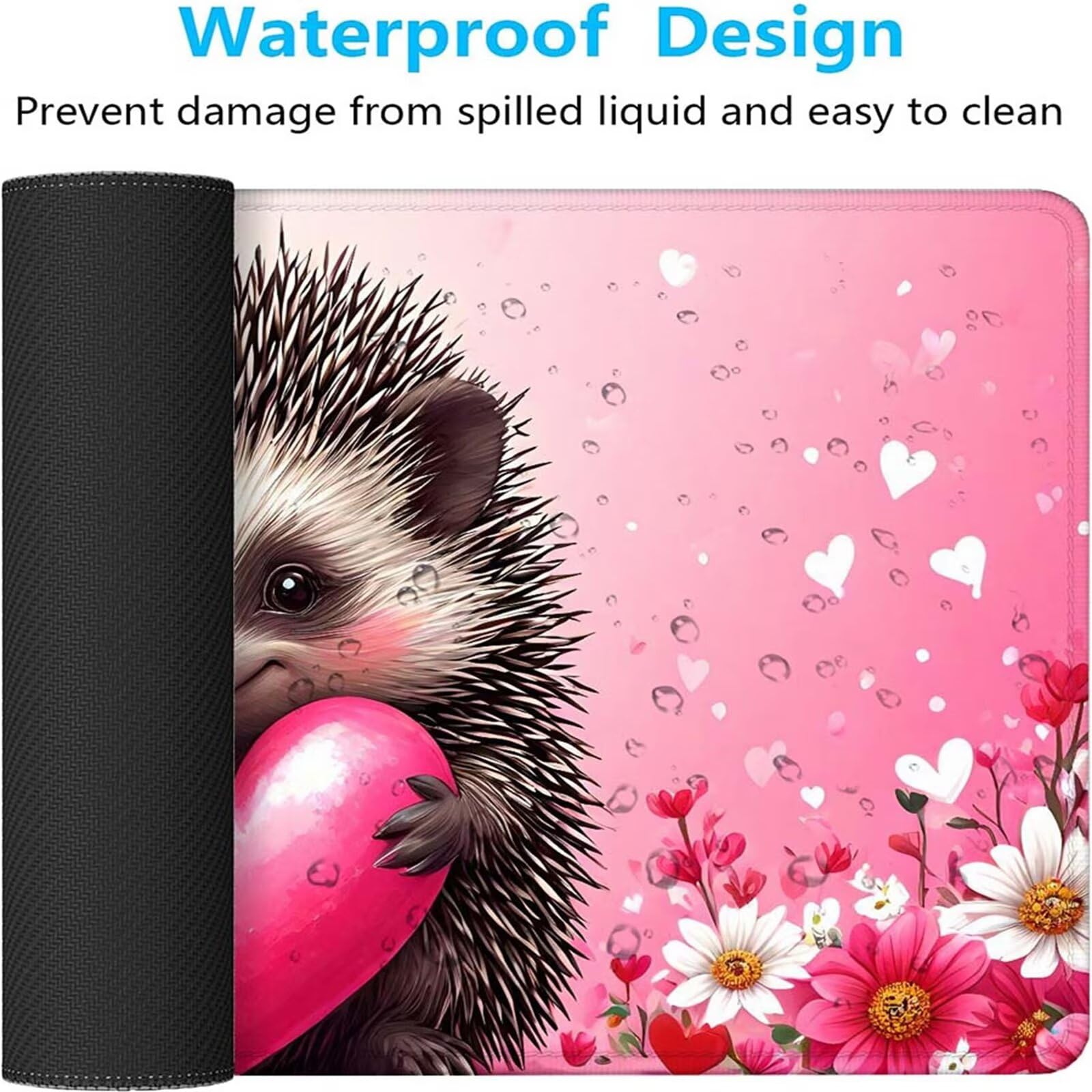 Alfombrilla Ratón Flor Erizo Alfombrilla Ratón XXL 1400x600x3mm Mouse Pad Resiste Salpicaduras, Extendida de Gran Tamaño con Bordes Cosidos, Mejora Precisión y Velocidad, Antideslizante,Duradera y-243