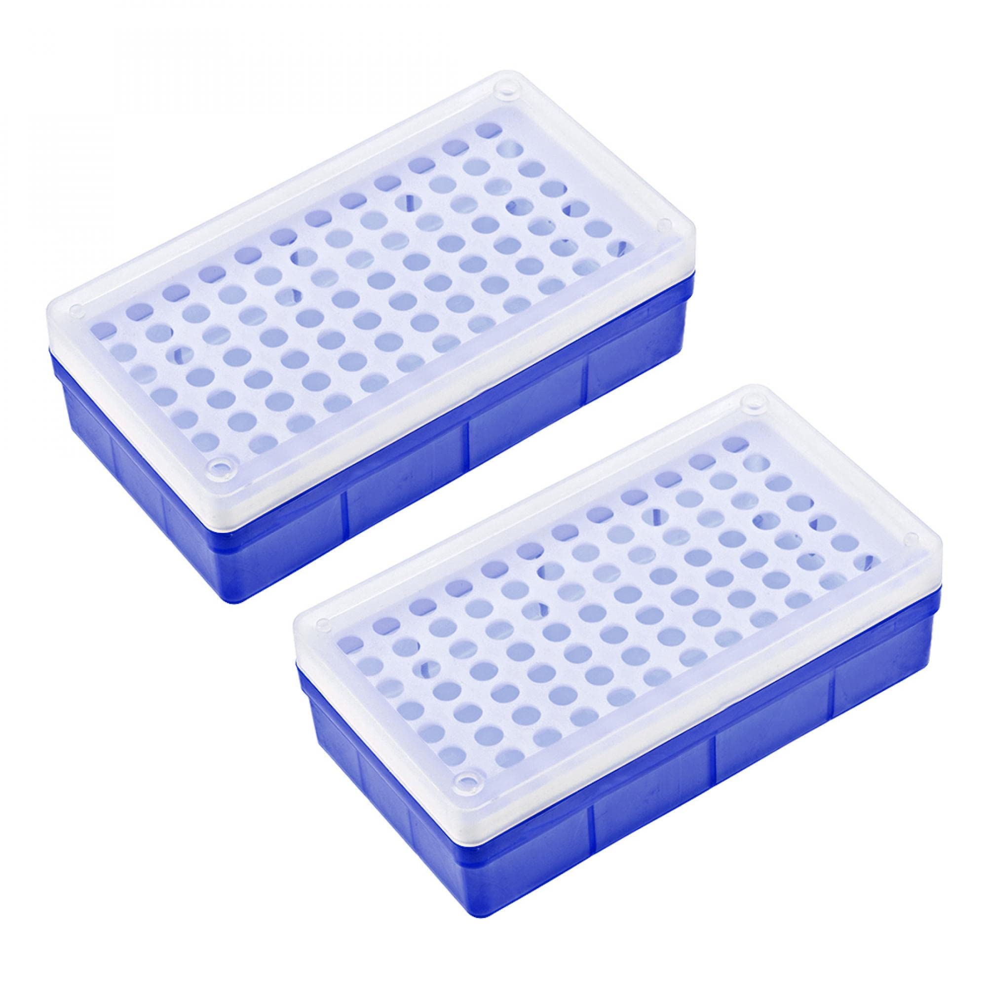 sourcing map 2 Pcs Centrifuge Tube Storage Box 96 Cavity PP Holder 