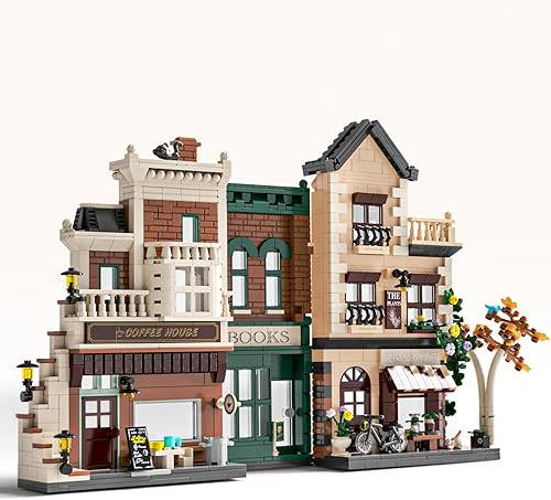 QLT - Juego de construcción de rincón de libro con LED, compatible con Lego adulto (1194 piezas), juego de construcción Ideas City Street para