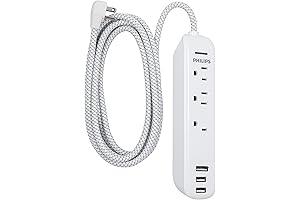 Phillips Power Strip: 3 Outlets + 3 USB Ports Surge Protector