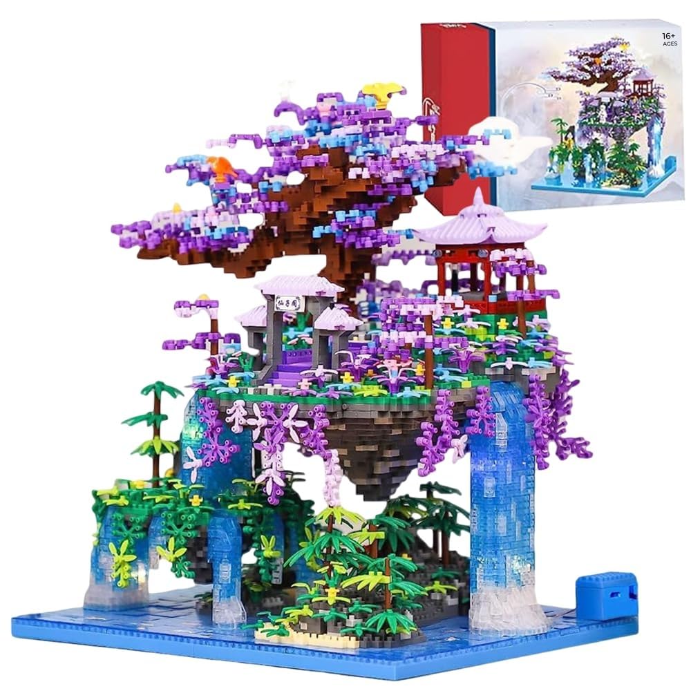 Chinese Architecture Building Blocks, 4574 Pcs Guanghan Fairy Pavilion Building Set, Chinese Ancient Famous Architecture Micro Bricks Model Toy for Teens and Adults, NOT Compatible with L*go
