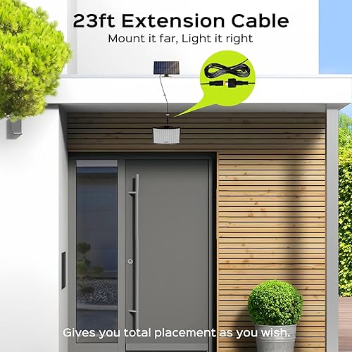 Miniatura 3 de ABODONG Luces solares para exteriores, luz brillante de 128 LED con lente óptica, luces de seguridad alimentadas por energía solar con cable de 23
