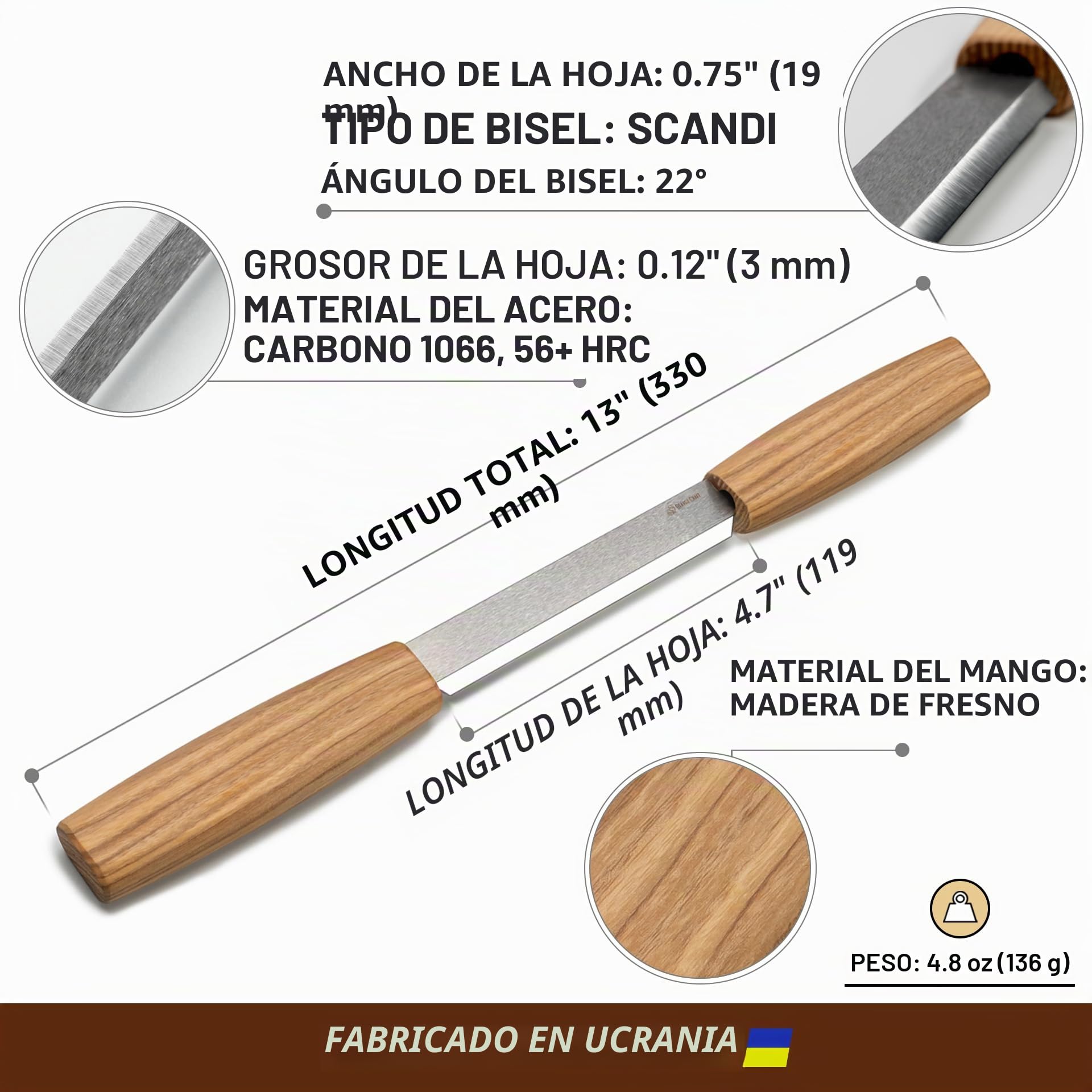 BeaverCraft Herramienta de Esbozado 10,9 cm DK2 – Herramienta de modelado y detalle para cucharas y esculturas – Esbozador para trabajos de modelado y manualidades