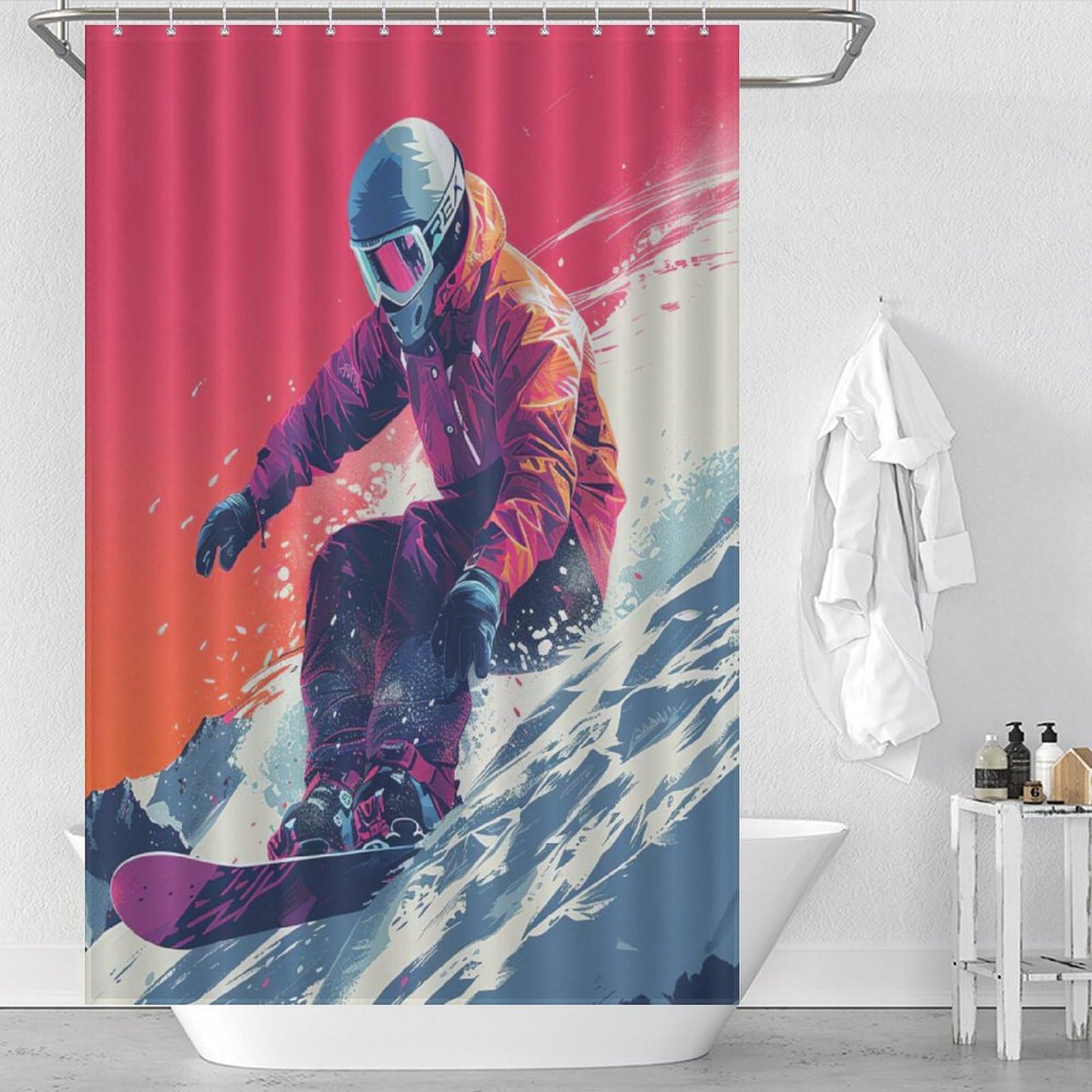 Snowboard rideau de douche anti éclaboussures avec crochets inclus
