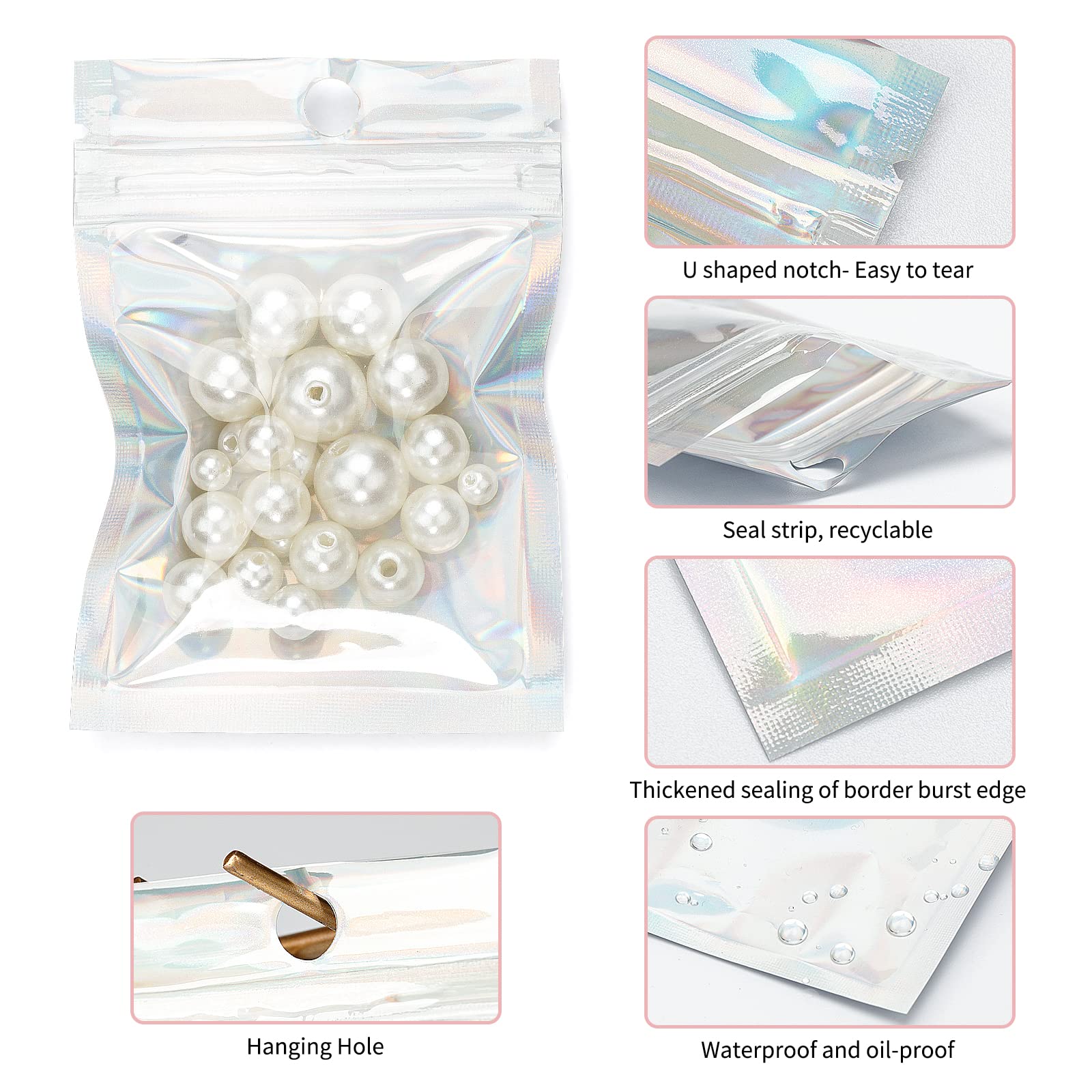 JijAcraft Confezione Da 100 Sacchetti In Mylar, Sacchetti Bianchi