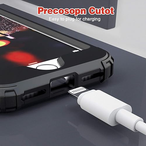 Miniatura 9 de IDweel Funda para iPhone SE 2020 con protector de pantalla de vidrio templado, funda para iPhone SE 3, 3 en 1, absorción de golpes, delgada,