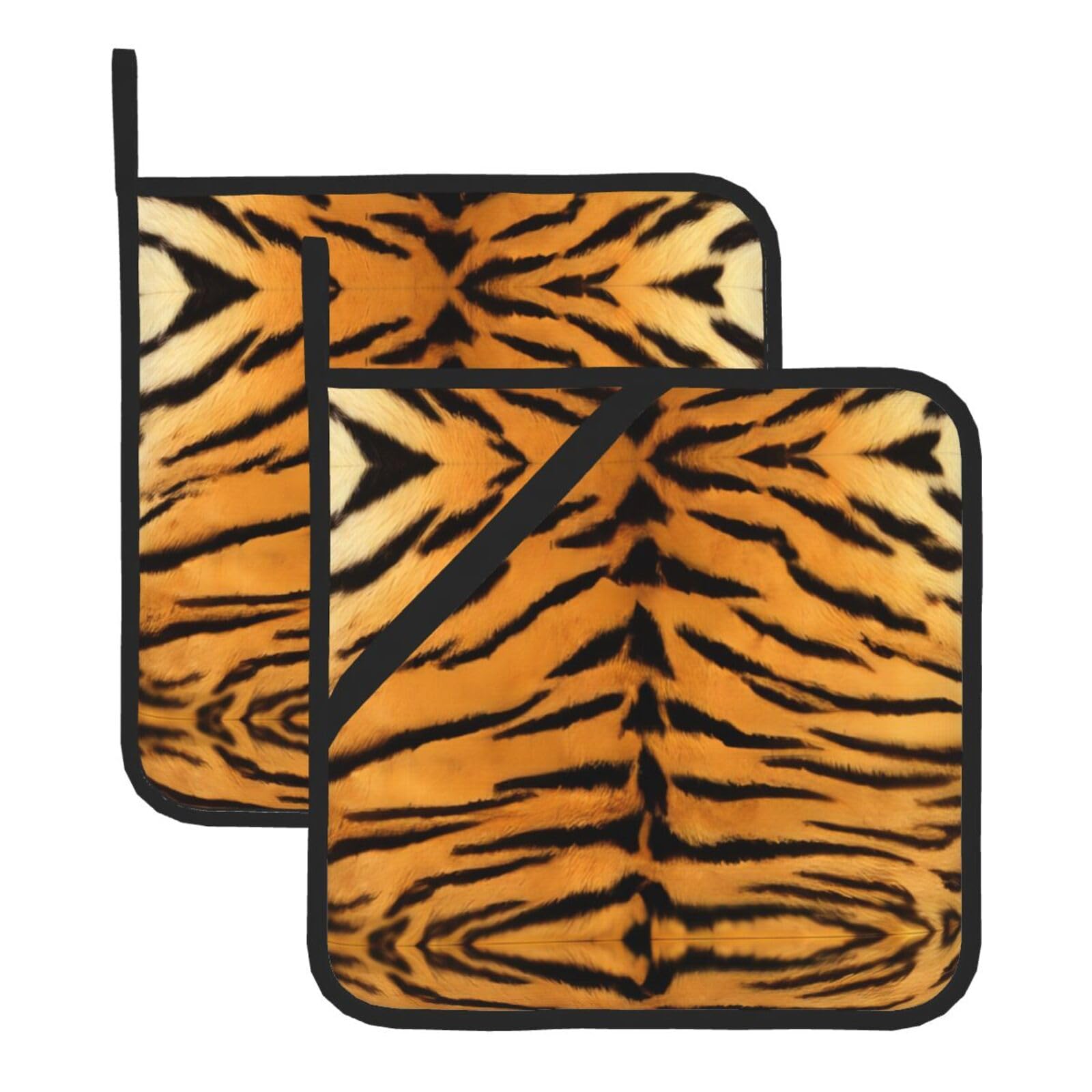 HJFCZH Tiger Skin Prints Square Hot Pads for Kitchen Counter - Waterproof Pot Holders, Durable Heat Resistant Throw Layers for Serving, Oven & BBQ - 2 Pack