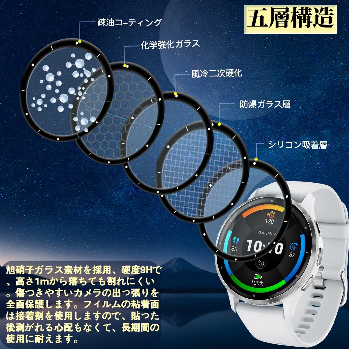 Amazon | 対応 GARMIN Venu 3 フィルム 3枚セット PET複合材 全面保護 