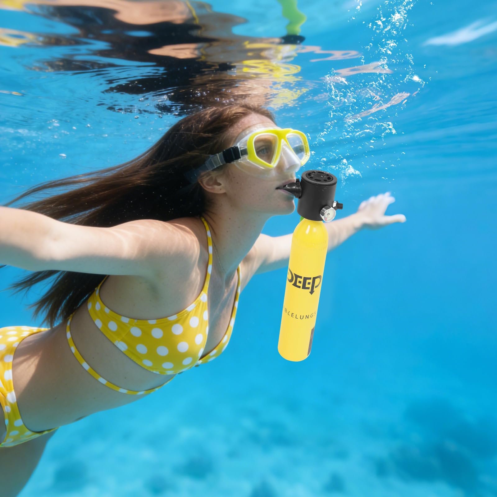 Mini Tauchflasche 0.5L Kleine Tauch Sauerstoffflasche mit Hochdruck-Handpumpe, Tragbare Taucherflasche Wiederverwendbare, für Schnorcheln, Wasserrettung, Notfall-Atemunterstützung usw