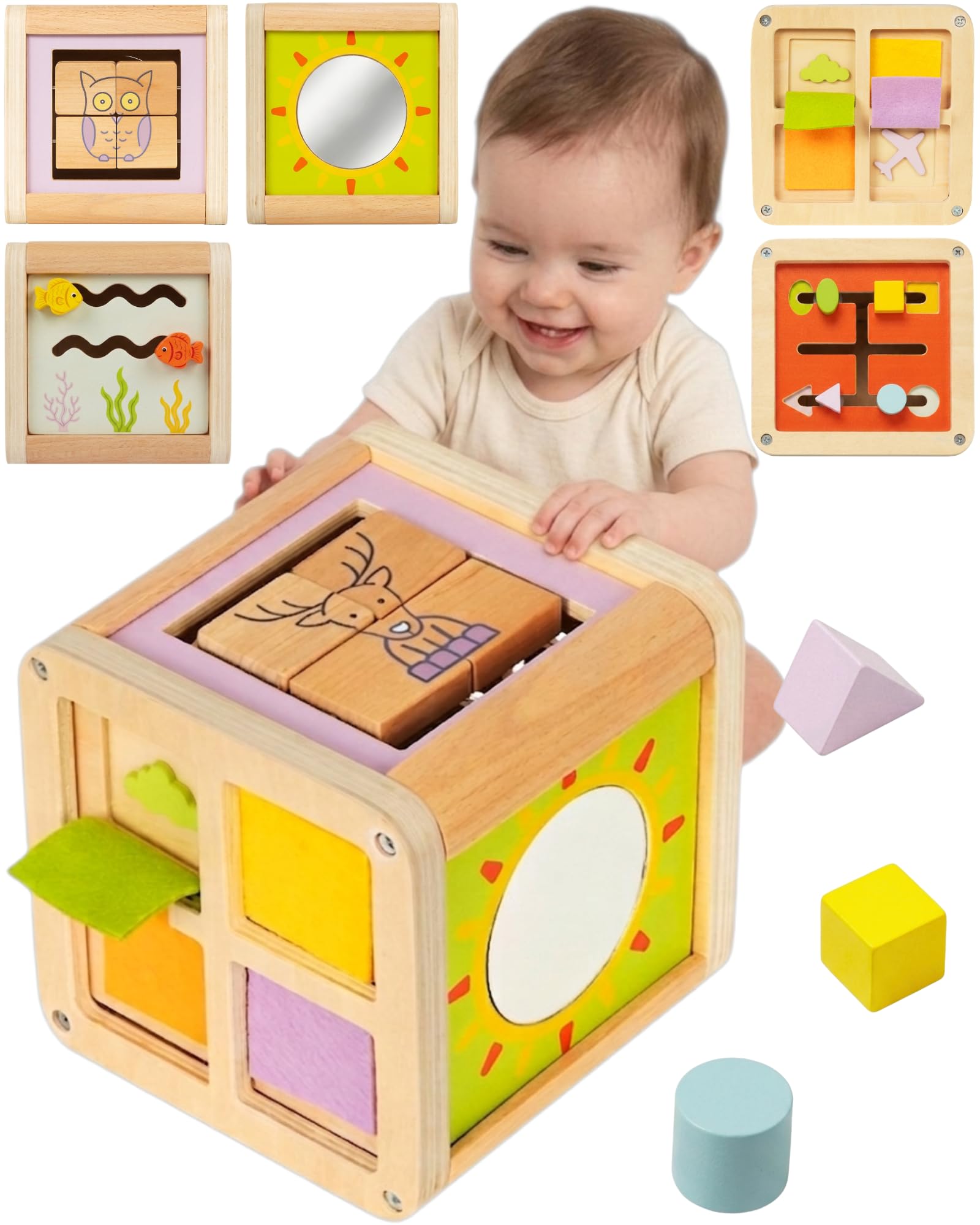 Cube d'activité bébé 6 en 1 Éveil des Sens Jouet évolutif 1-3 Ans