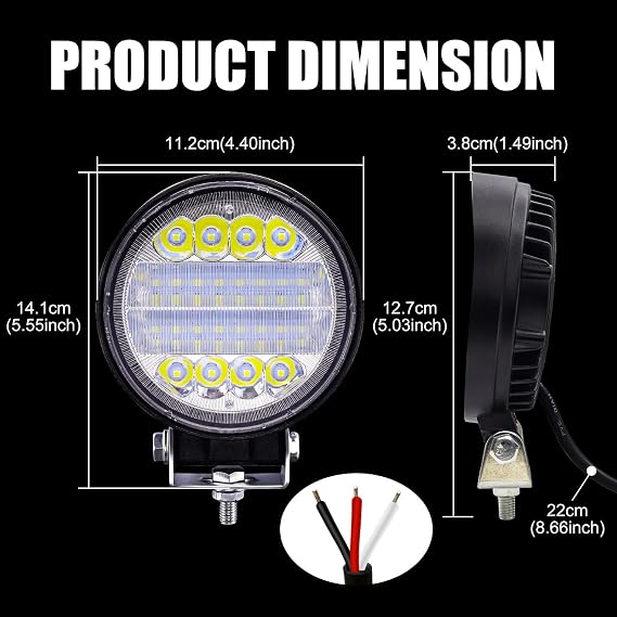 Biqing 4Pcs Round LED Work Light,4.5 Halo Ring Headlight Blue LED Light Pods Spot Flood Combo Lights Off Road Driving Fog Lights 12V 24V 9600 LM LEDs Auxiliary Lights for Motorcycle SUV Boat Truck