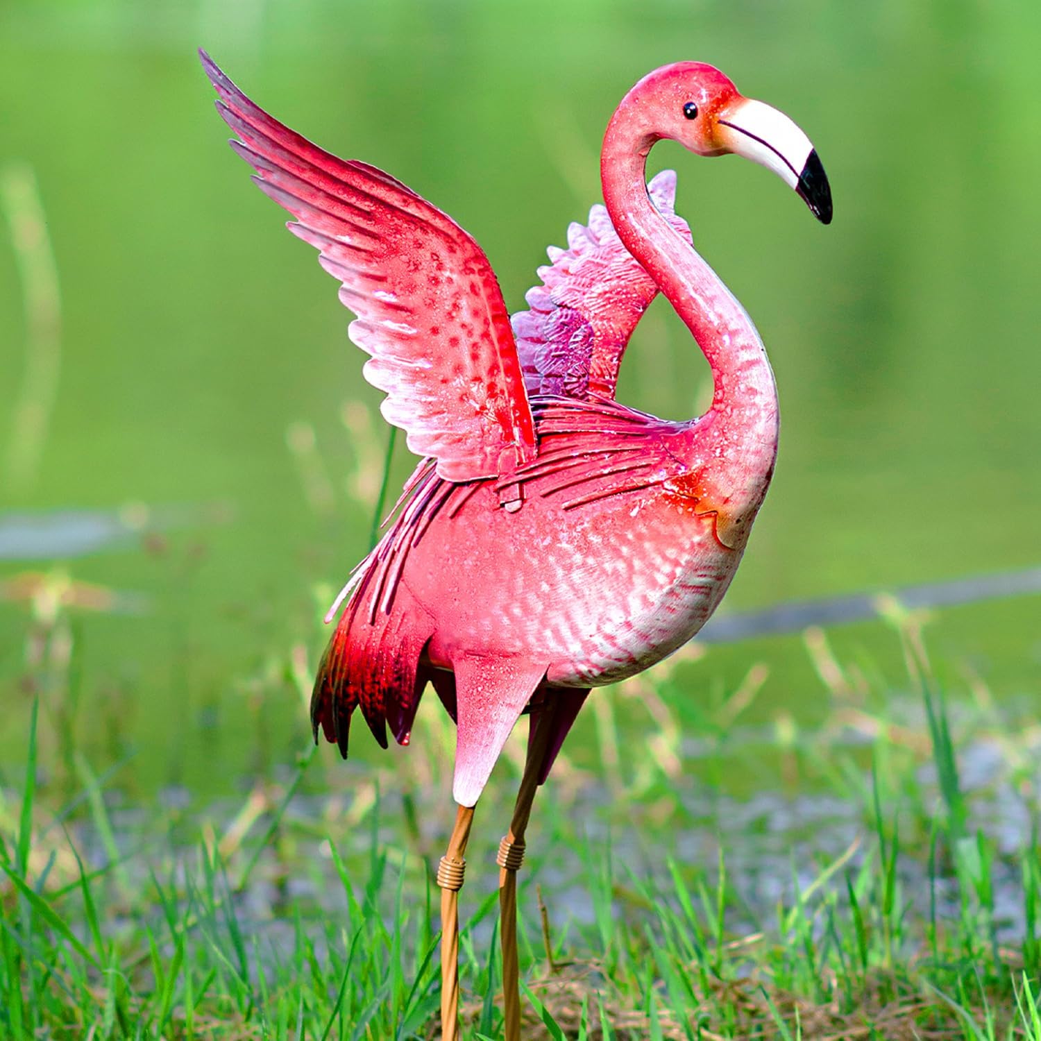 Zomanon 2 Pack Yard Flamingos,Lawn Flamingo Statues Outdoor