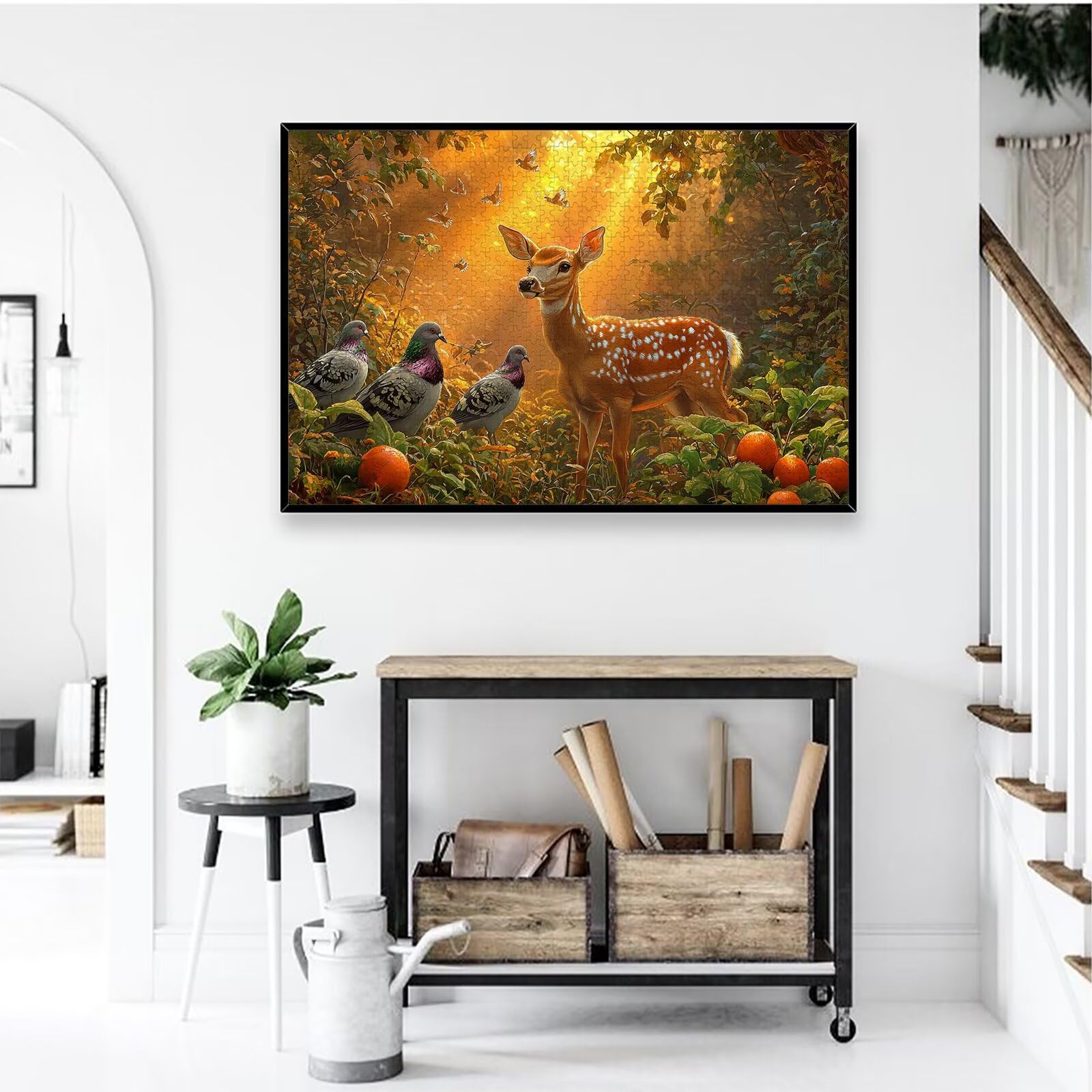Puzzle 1000 elementów, sarny, 1000 elementów, drewniane puzzle dla dorosłych, z ekskluzywnym pudełkiem na opakowanie, klasyczne puzzle dla całej rodziny, duże puzzle na prezenty, dekoracja pokoju